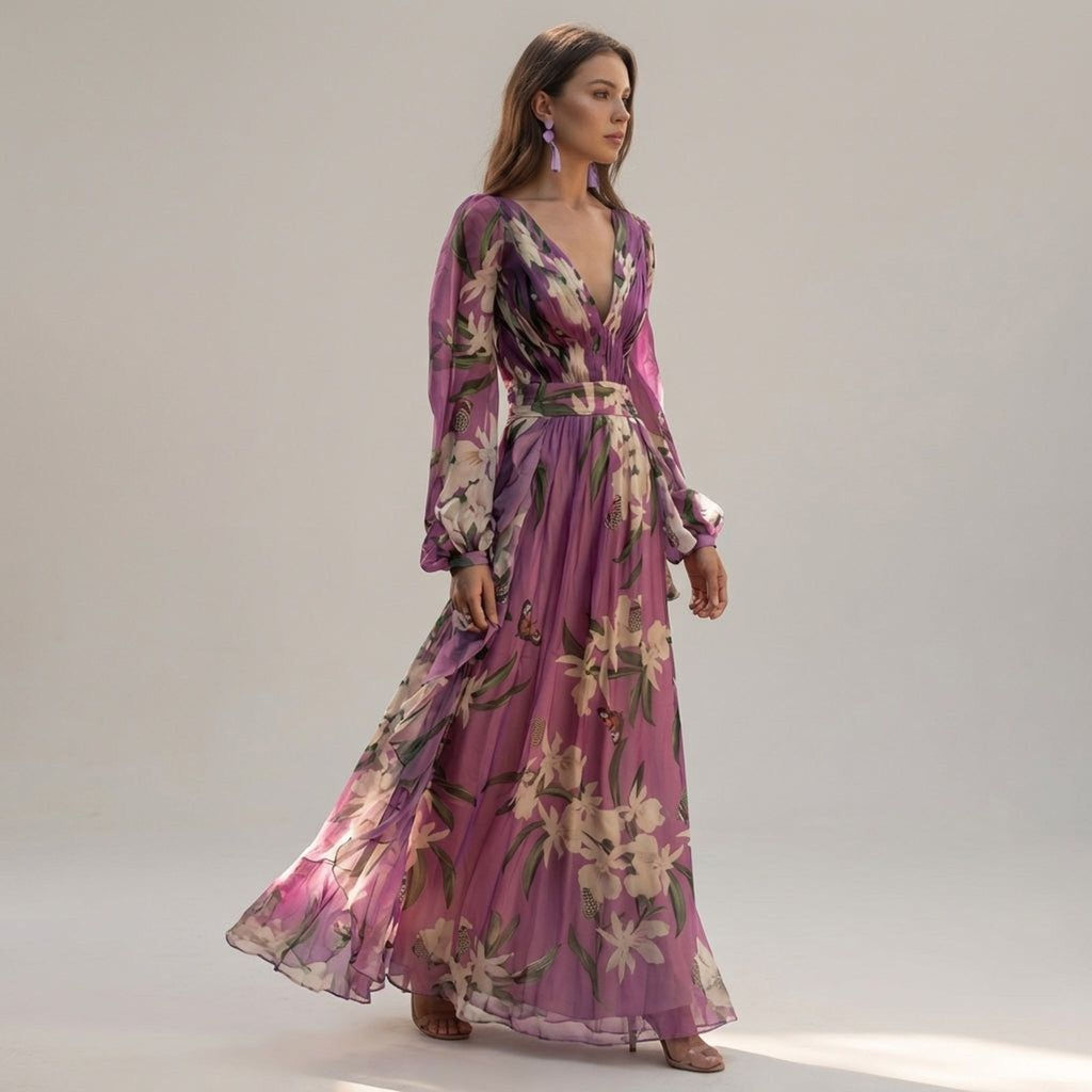 Elara Voss | Women's Elegant Maxi Dress in Purple