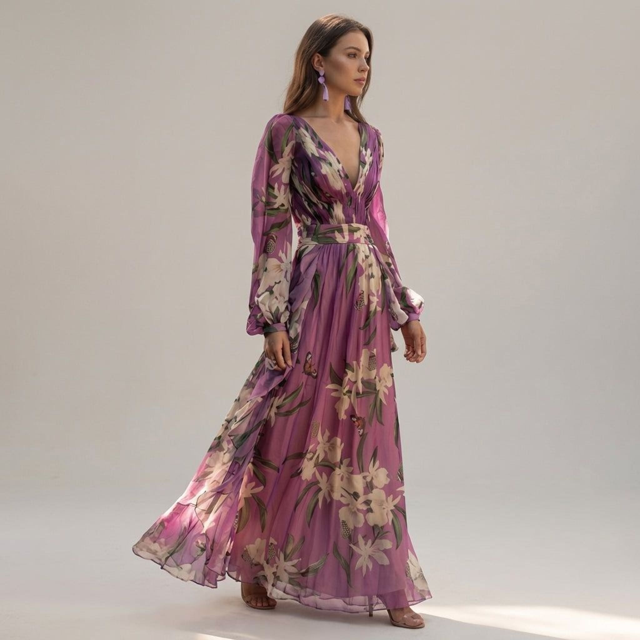 Elara Voss | Women's Elegant Maxi Dress in Purple
