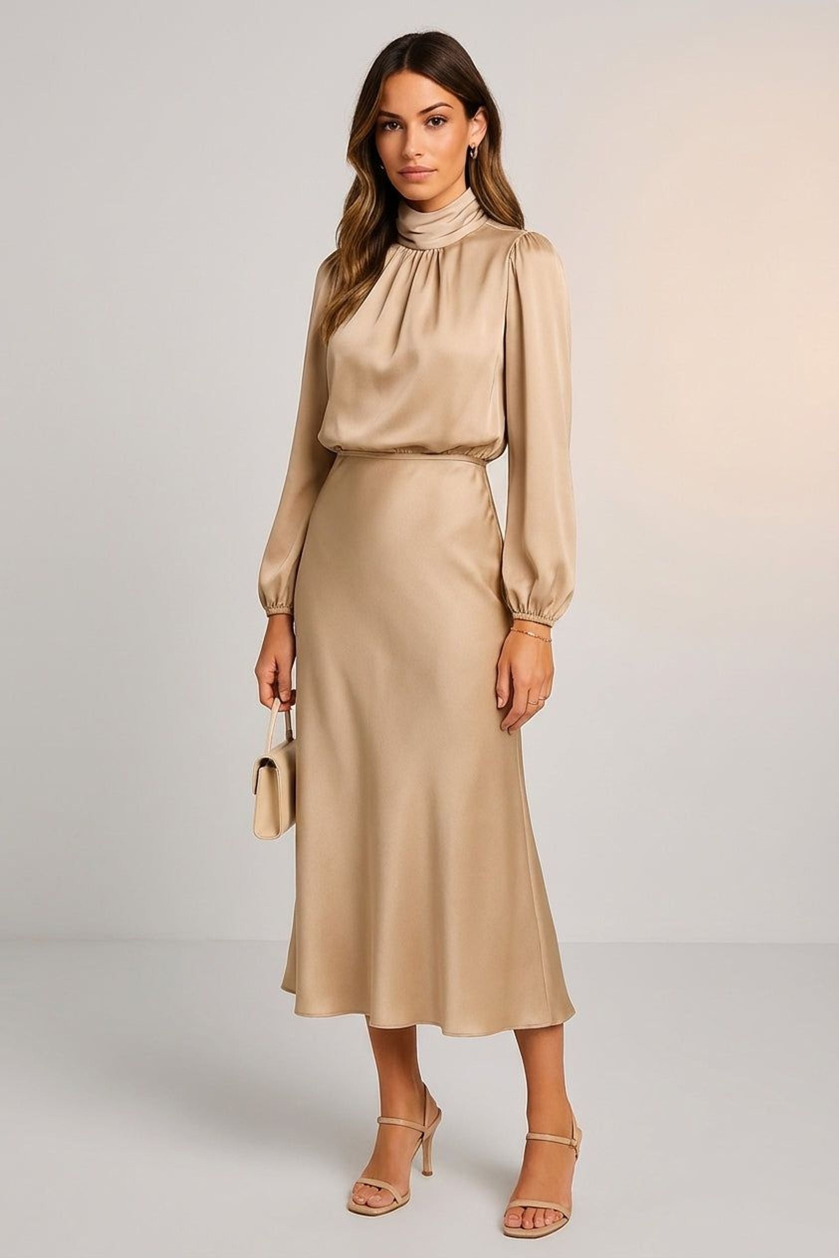 Elodie Vant | Women's High Neck Midi Dress