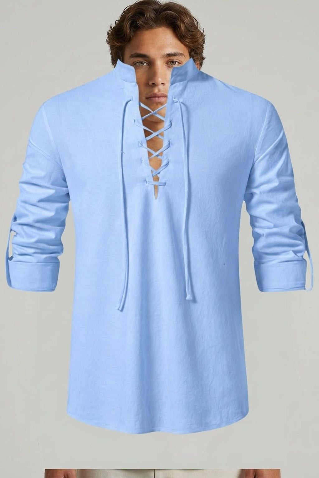 Lucien Brask | Men's Lace-Up Long Sleeve Shirt