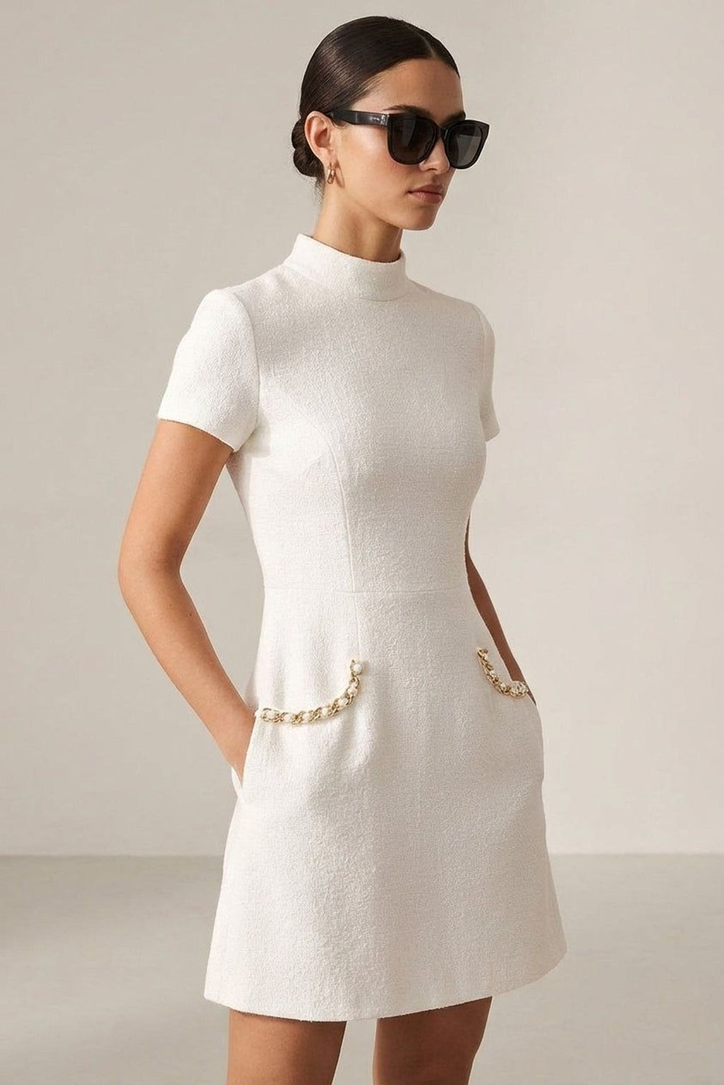 Elodie Brin | Women's Pearl Trim Mini Dress