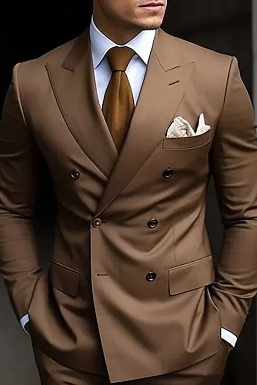 Lucien Vark | Men's Double Breasted Suit Camel
