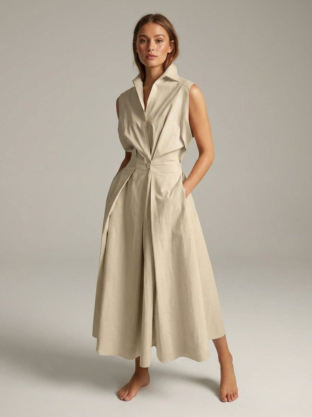 Elodie Vira | Women's Urban Cotton Shirt Collar Dress
