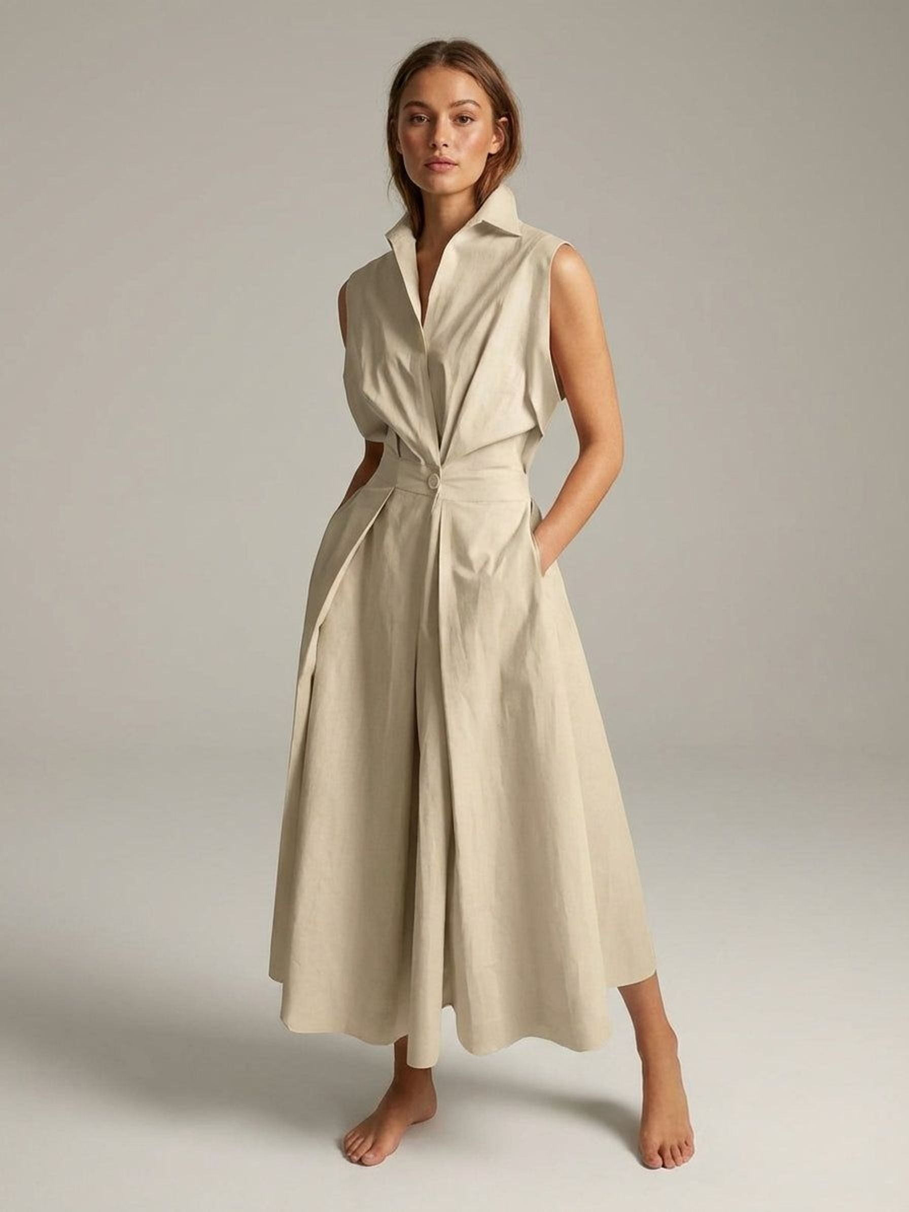 Elodie Vira | Women's Urban Cotton Shirt Collar Dress