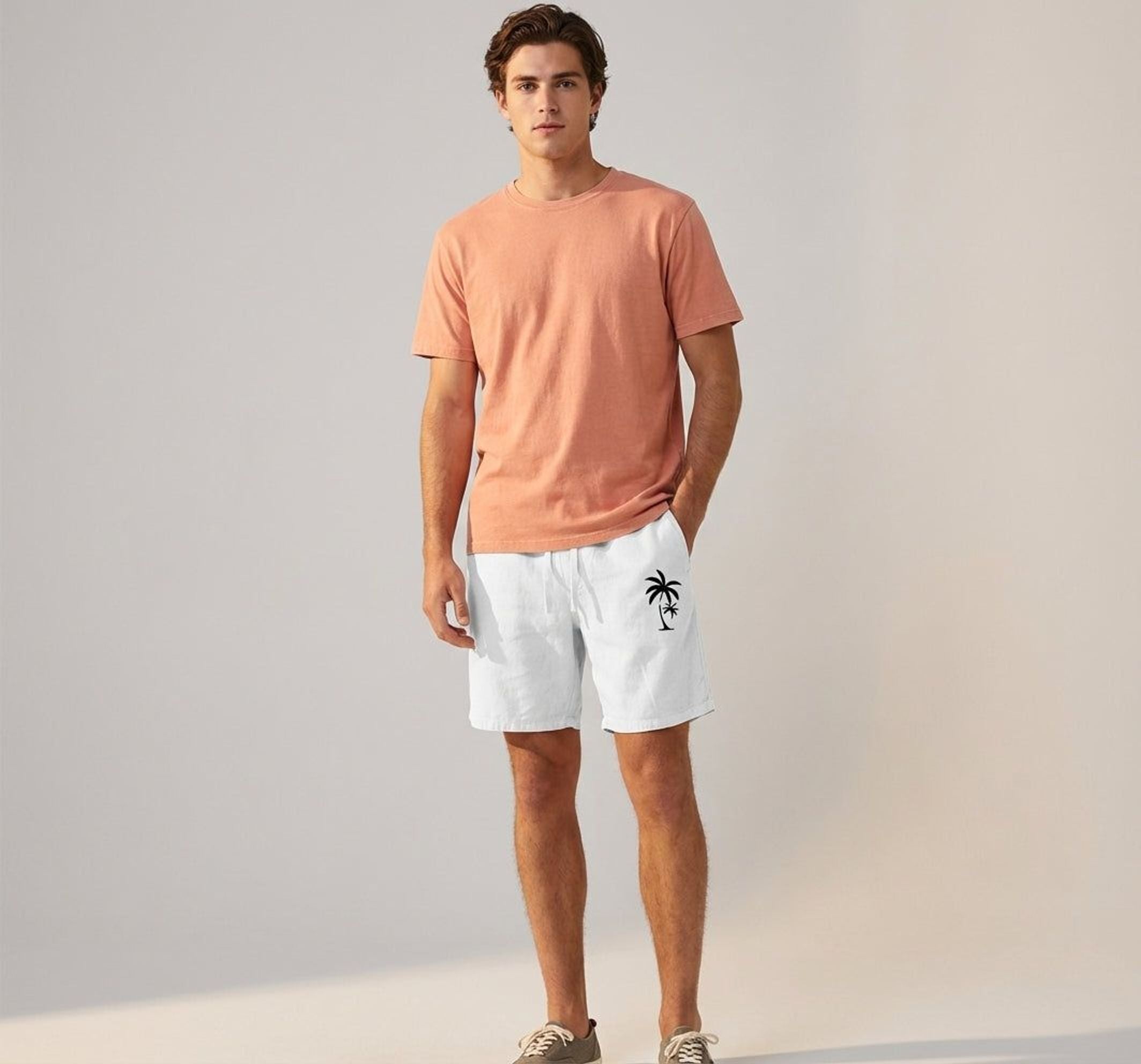 Elena Fray | Women's Summer Shorts with Palm Embroidery