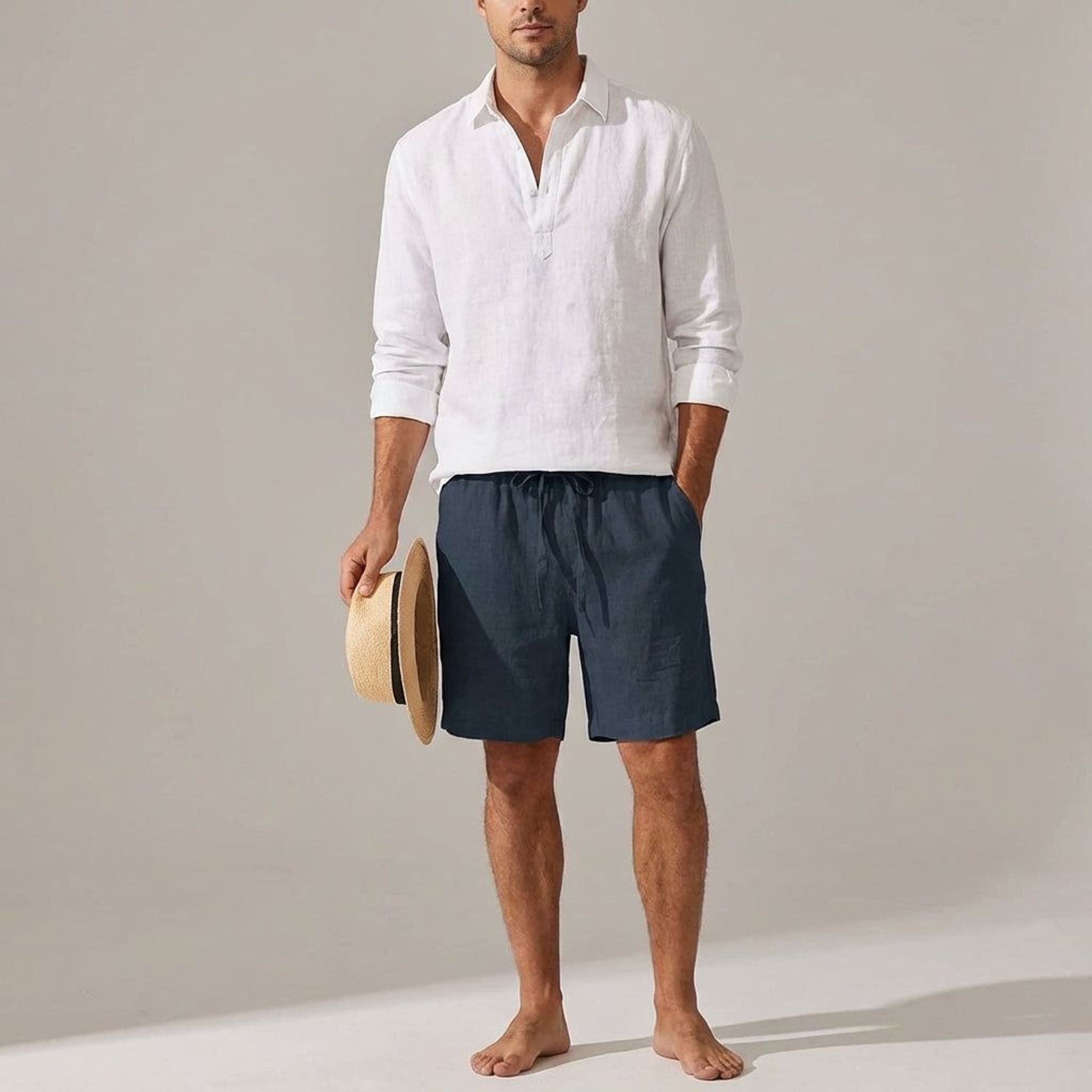 Luca Varn | Men's Linen Shorts in Coastal Fit