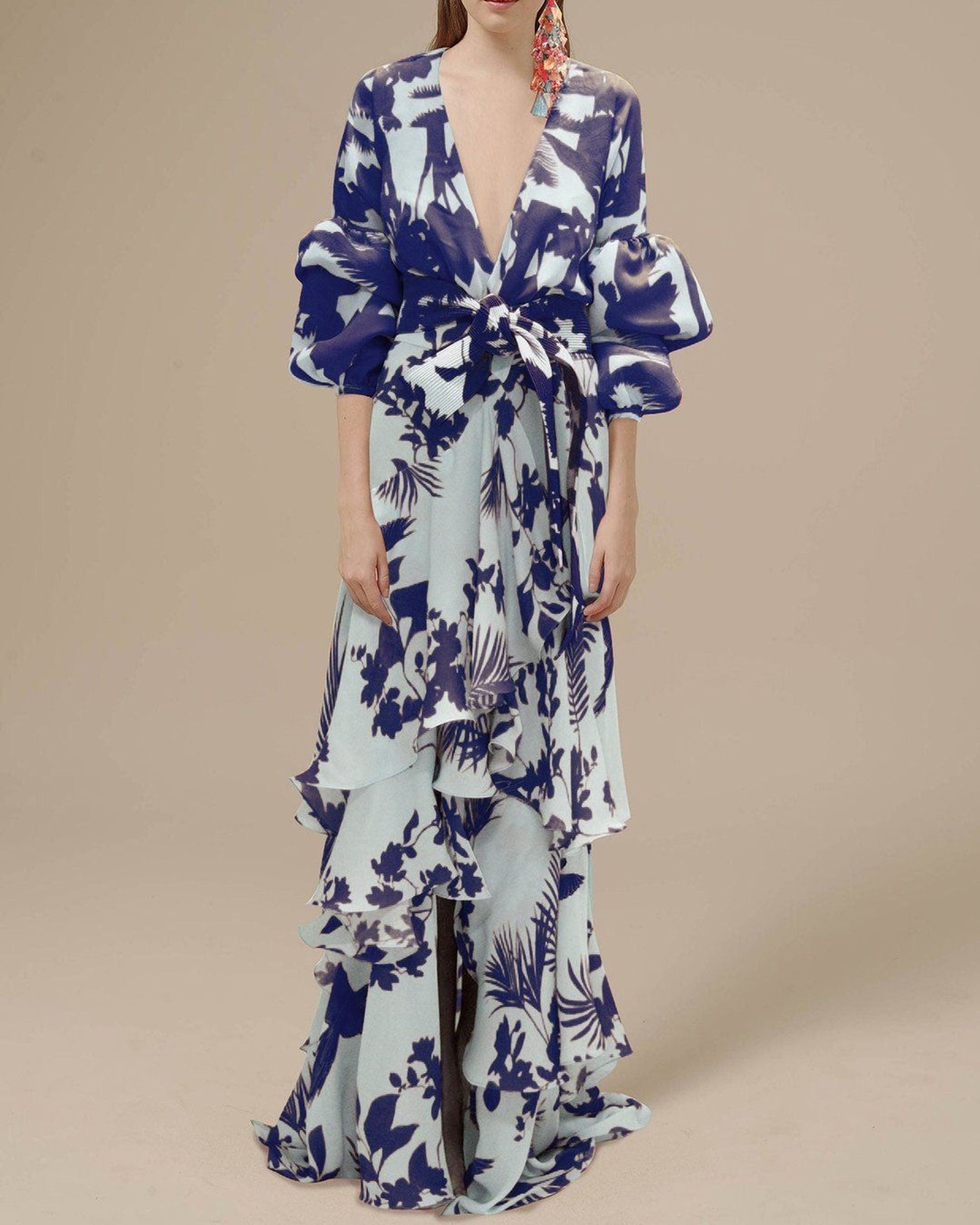 Elara Voss | Women's Printed Chiffon Ceremony Dress