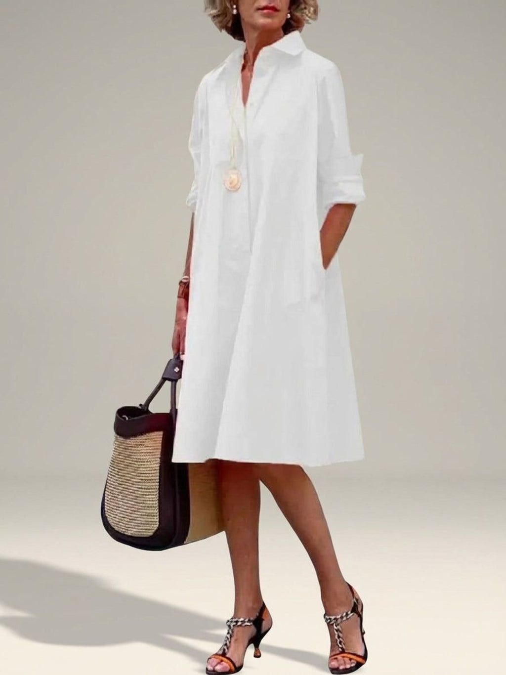 Juliette Varn | Women's Casual Shirt Dress Cotton Blend