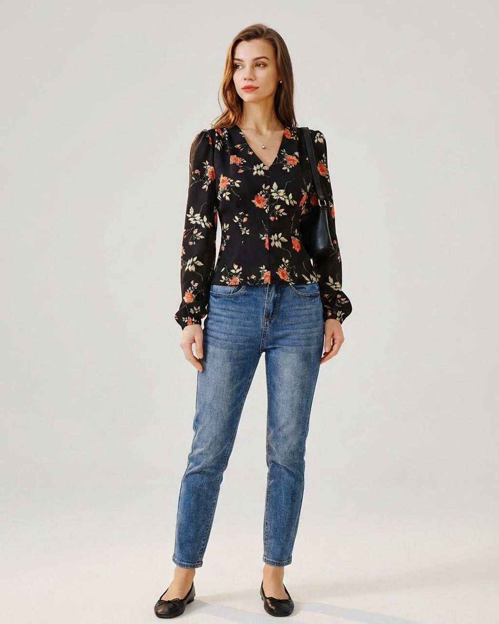 Elodie Vance | Women's Floral V Neck Blouse