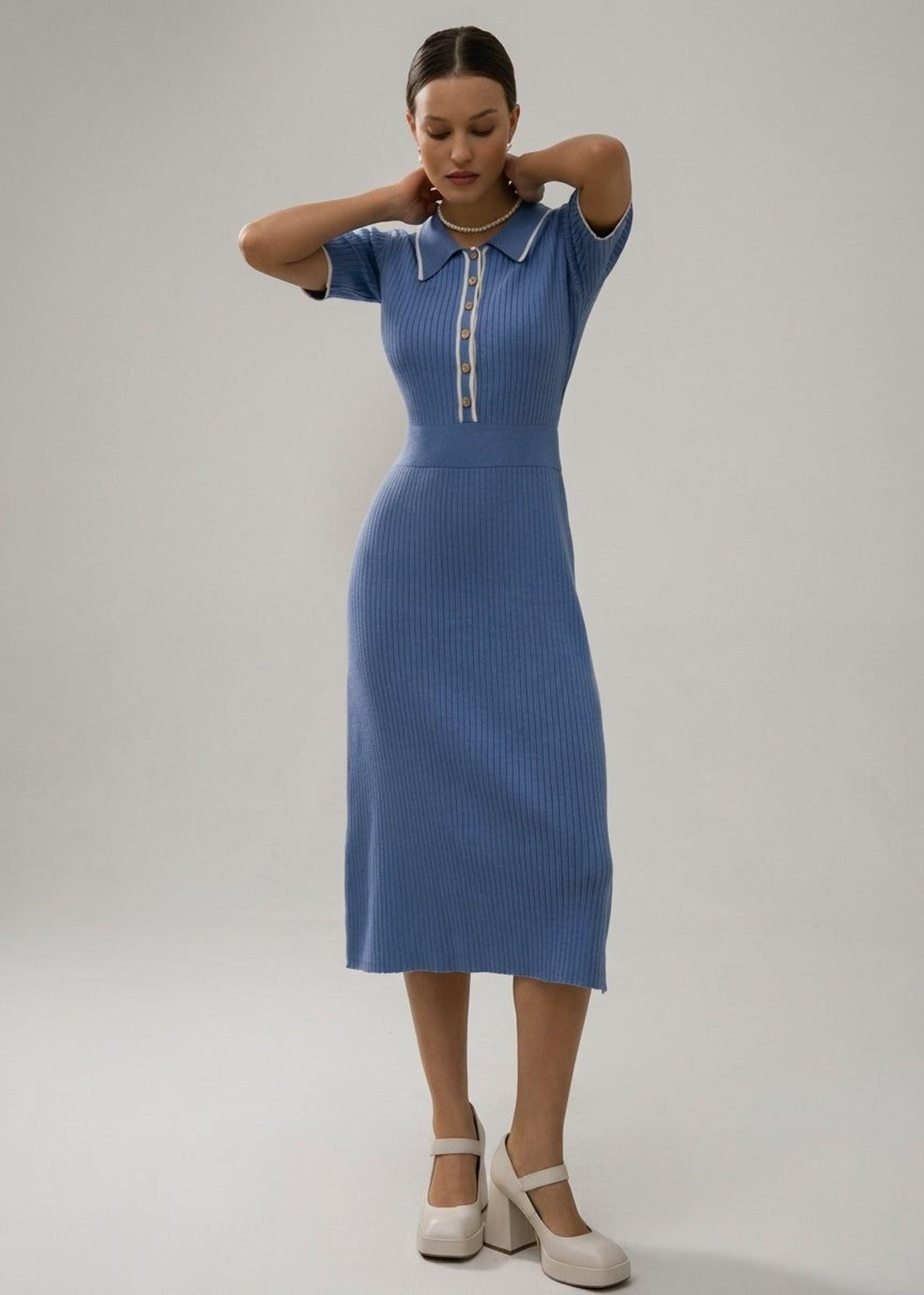 Elena Vire | Women's Polo Collar Midi Dress