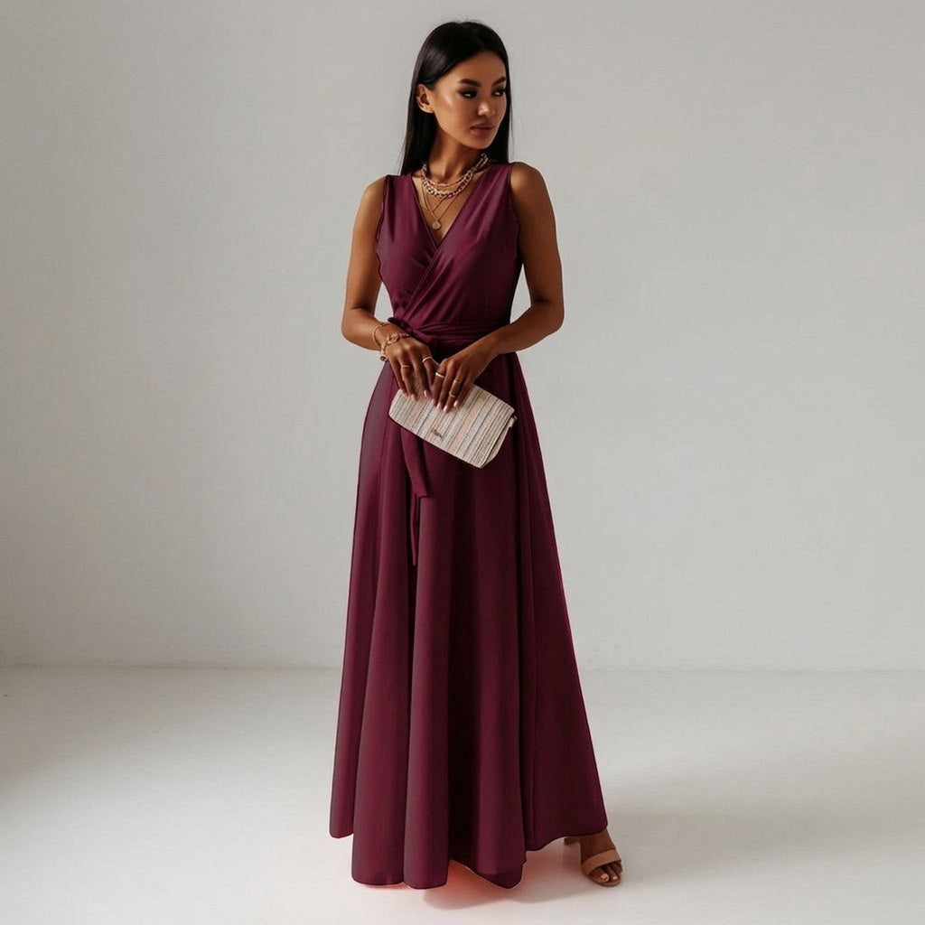 Clara Vex | Women's Long V-Neck Dress