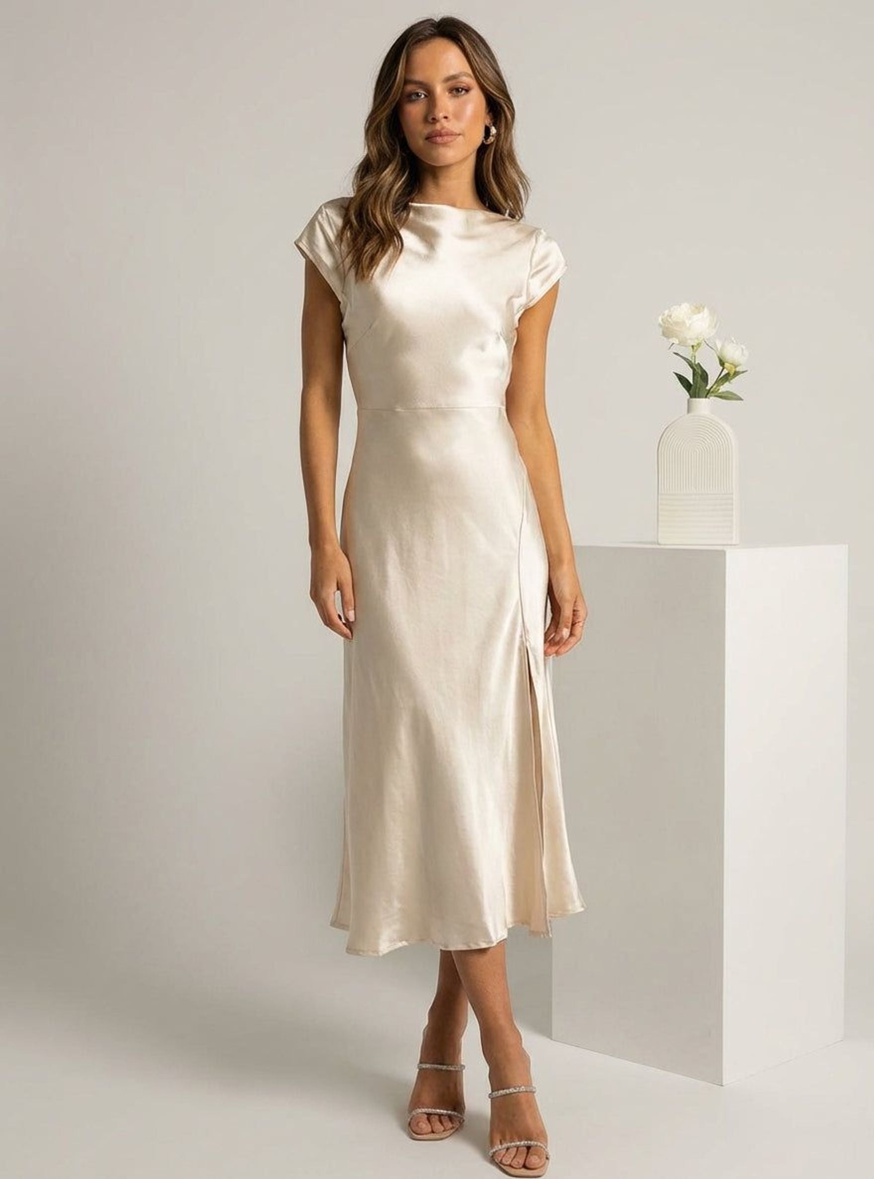 Celeste Vira | Women's Midi Slip Dress in Various Colors
