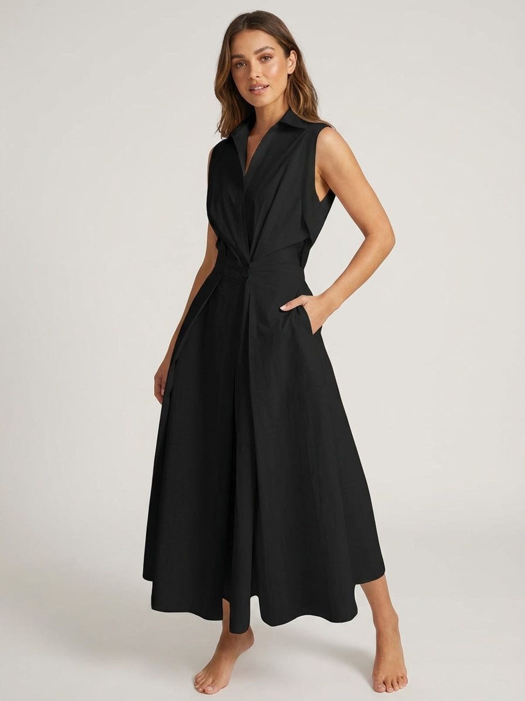 Elodie Vira | Women's Urban Cotton Shirt Collar Dress