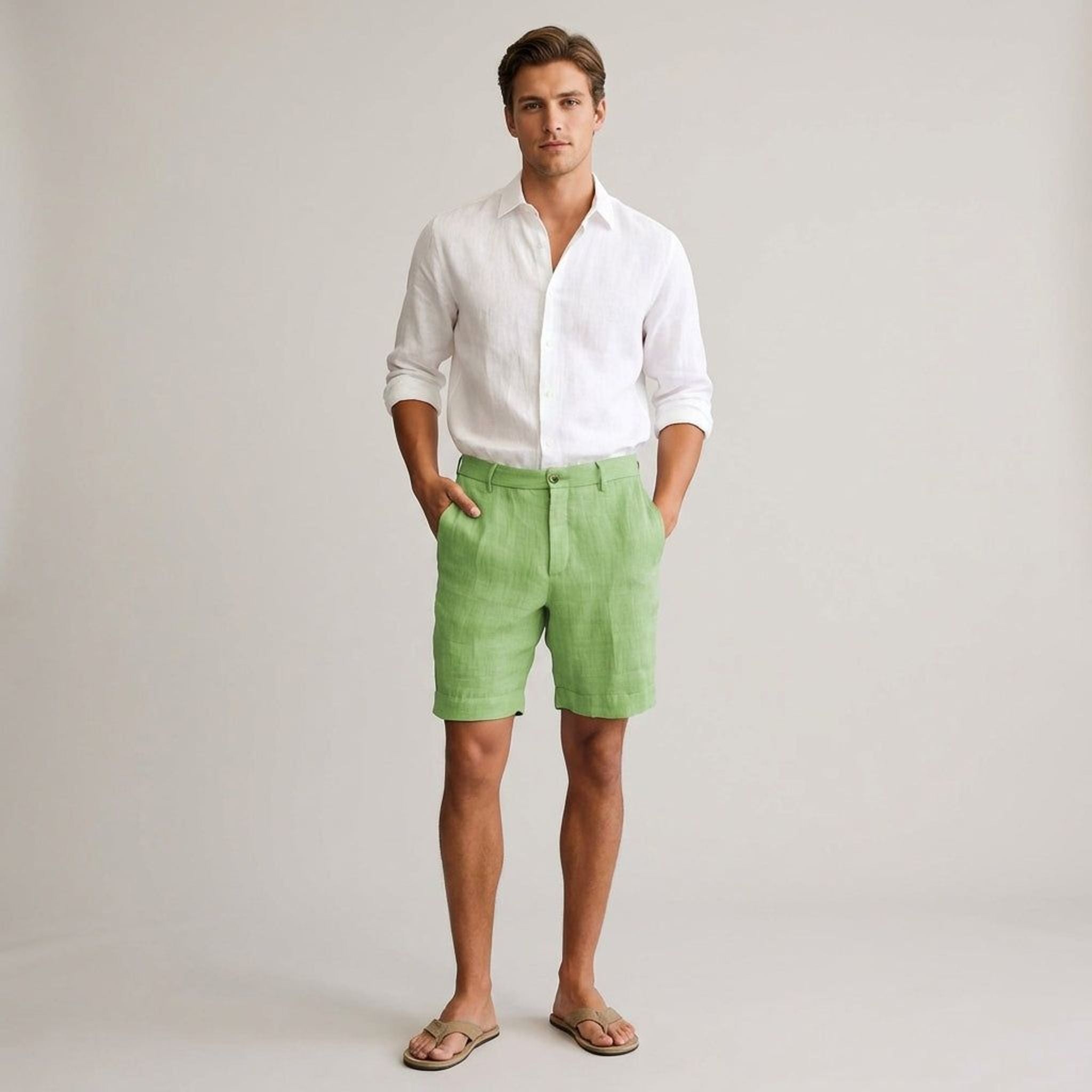 Elian Voss | Men's Khaki Linen Shorts