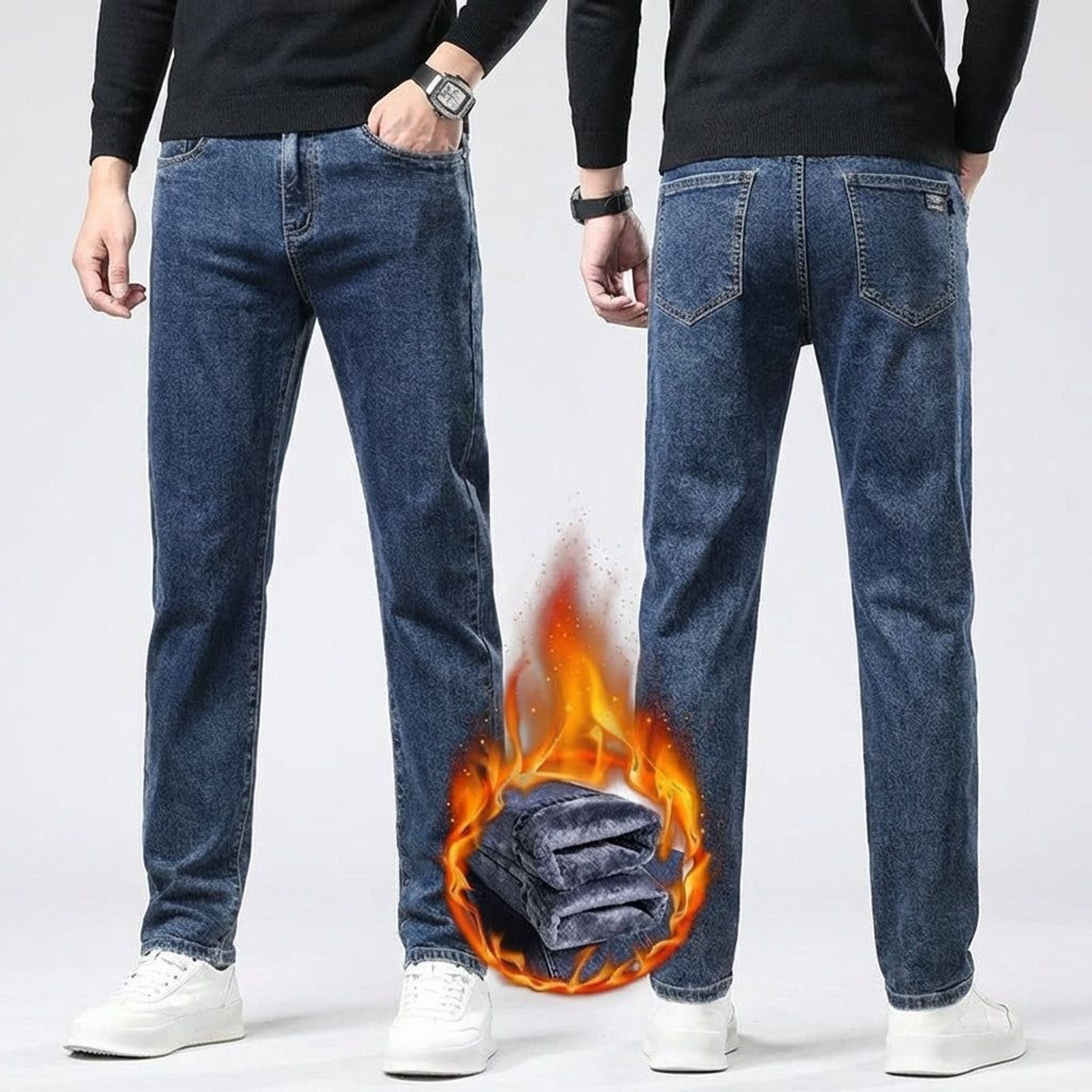 Lorenzo Marn | Men's Insulated Winter Jeans Gray Blue Black Smoke Gray