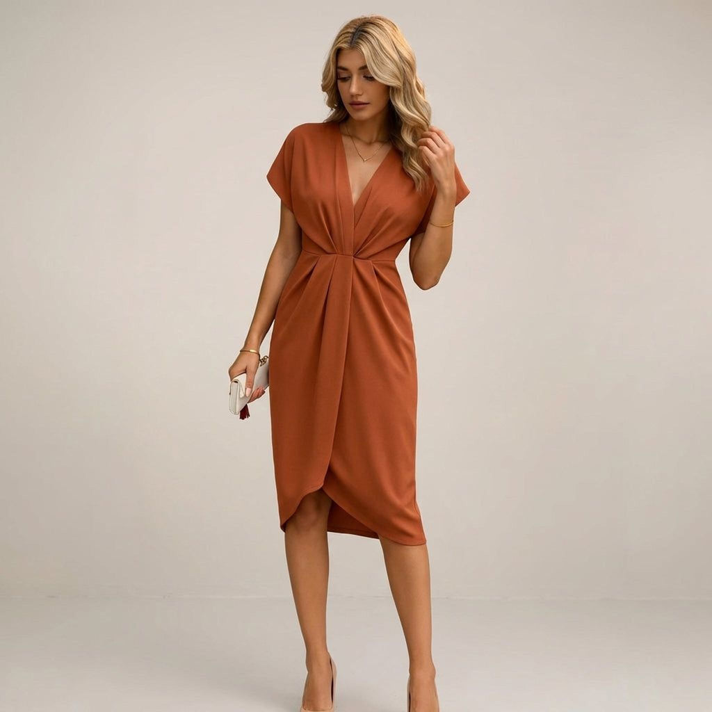 Elodie Varn | Women's Midi Wrap Dress Black