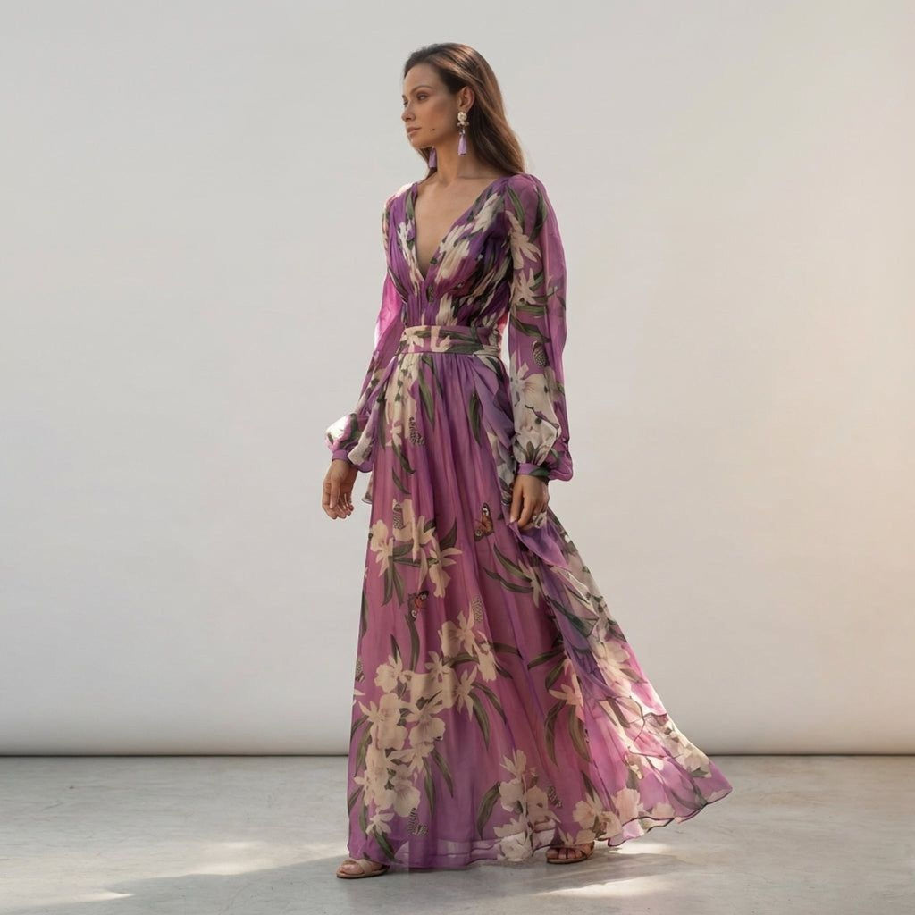 Elara Voss | Women's Elegant Maxi Dress in Purple