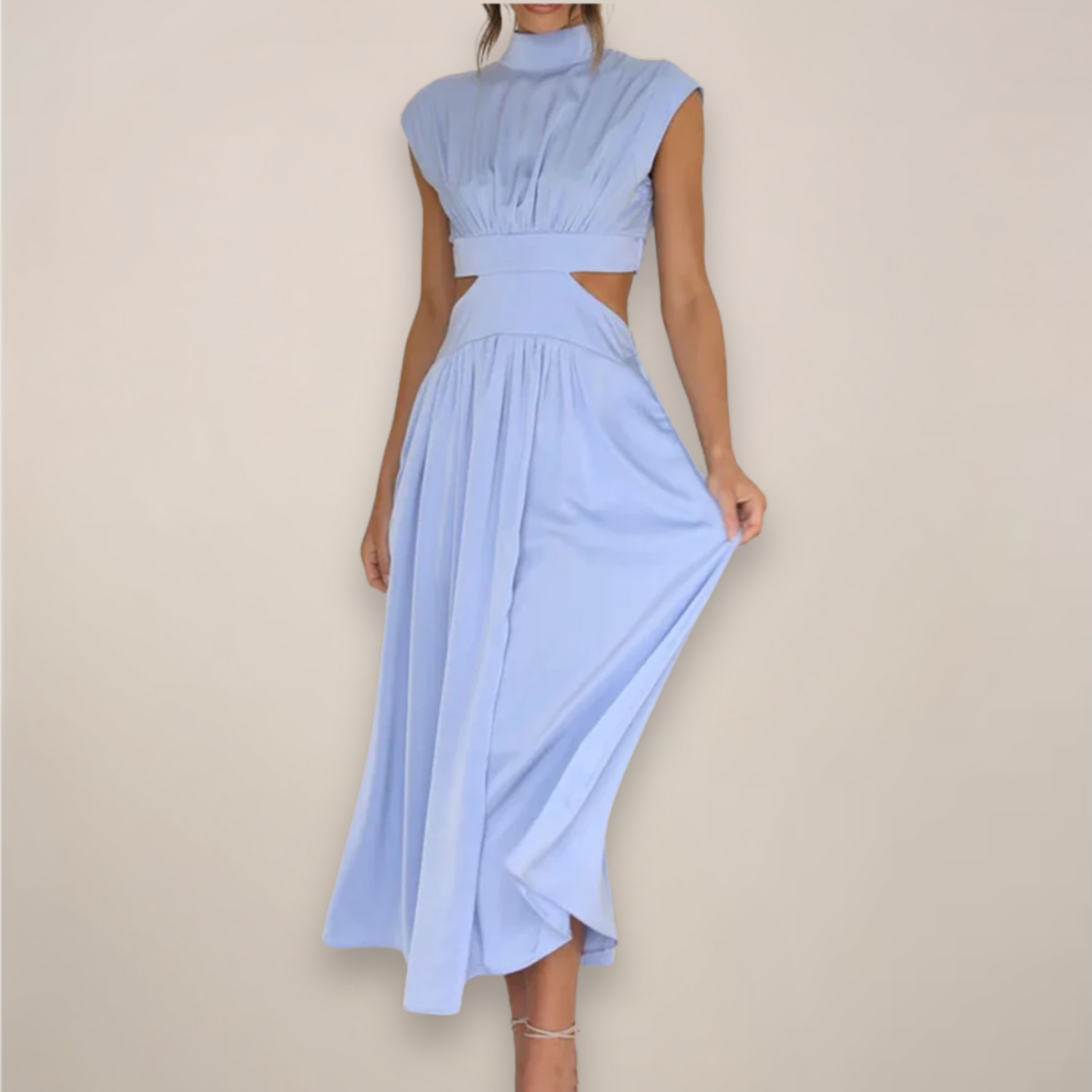 Elena Vira | Women's Elegant Maxi Dress with Cap Sleeves