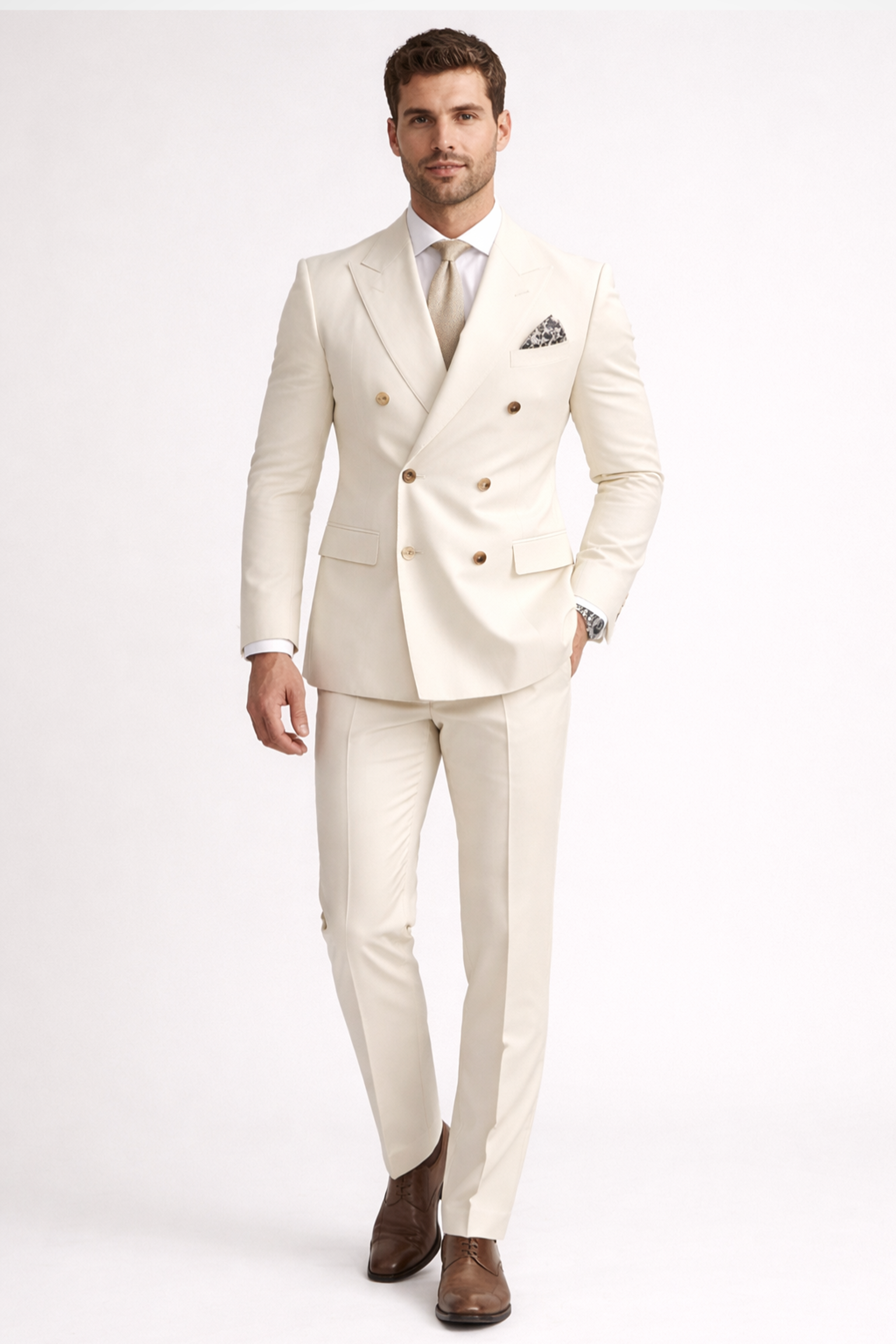Lucien Vark | Men's Double Breasted Suit Camel