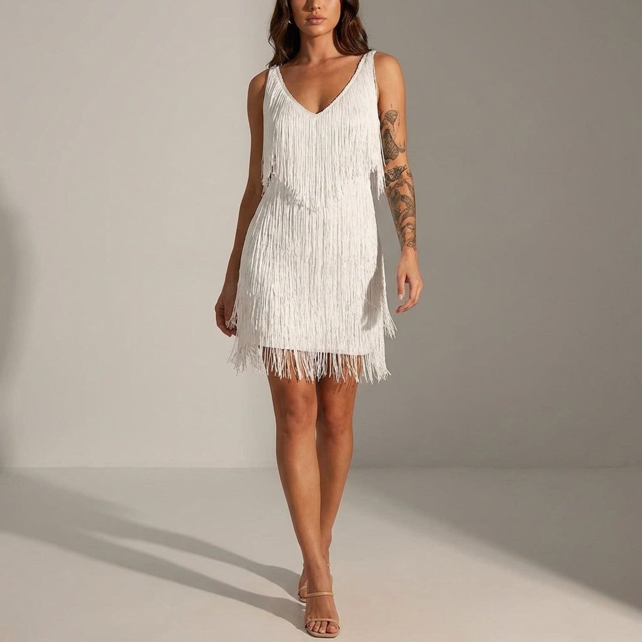 Léonie Bris | Women's Elegant Mini Dress with Fringe