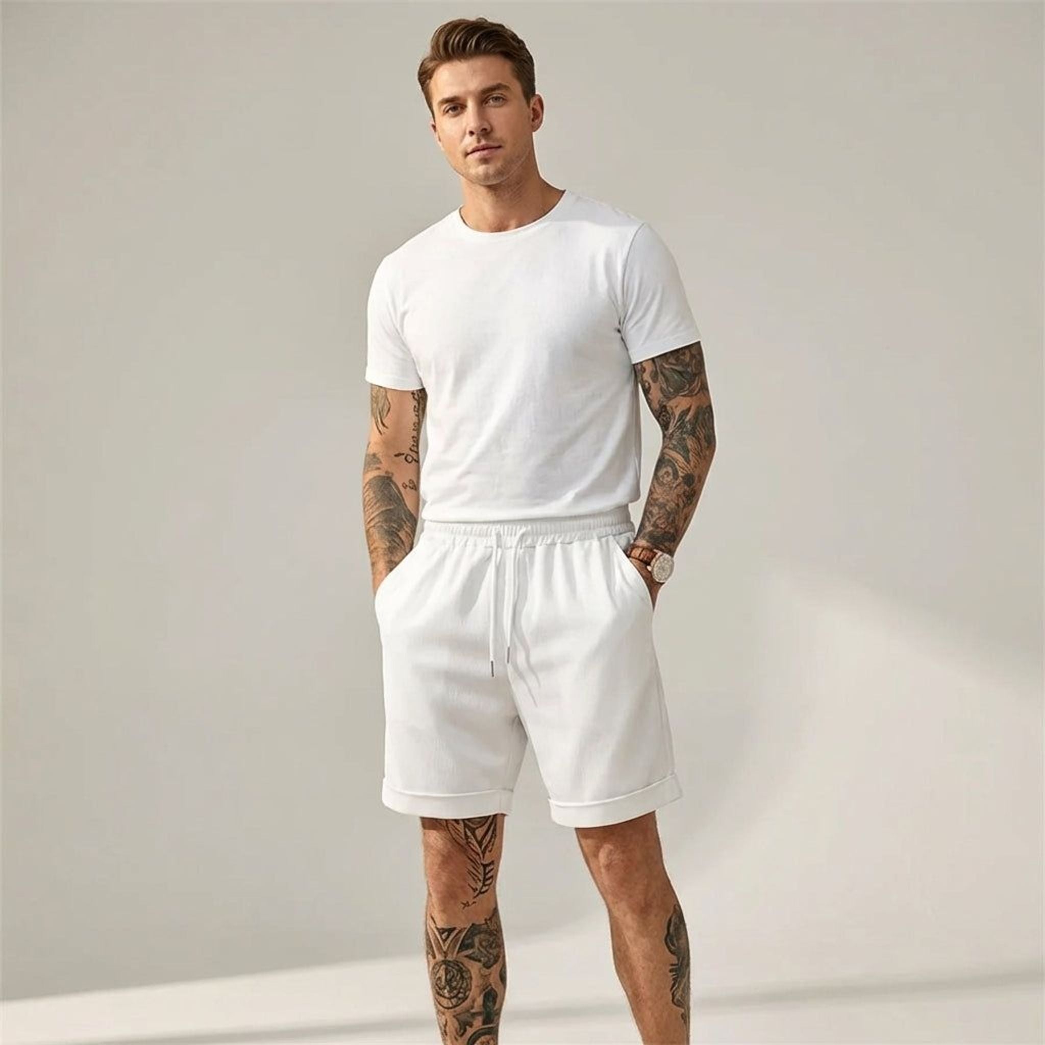 Cédric Vark | Men's Cuffed Lightweight Fabric Shorts