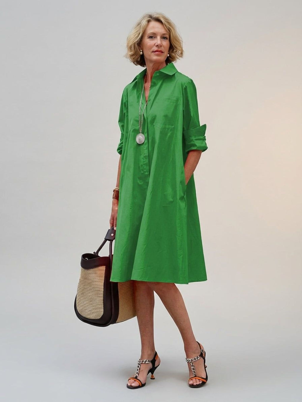 Juliette Varn | Women's Casual Shirt Dress Cotton Blend
