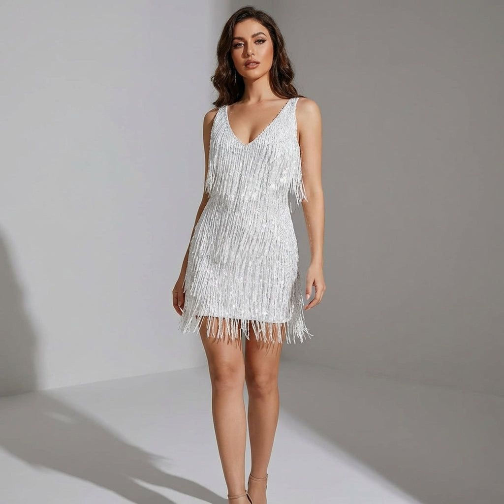 Léonie Bris | Women's Elegant Mini Dress with Fringe
