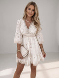 Elena Voss | Women's Lightweight Summer Dress Beige White