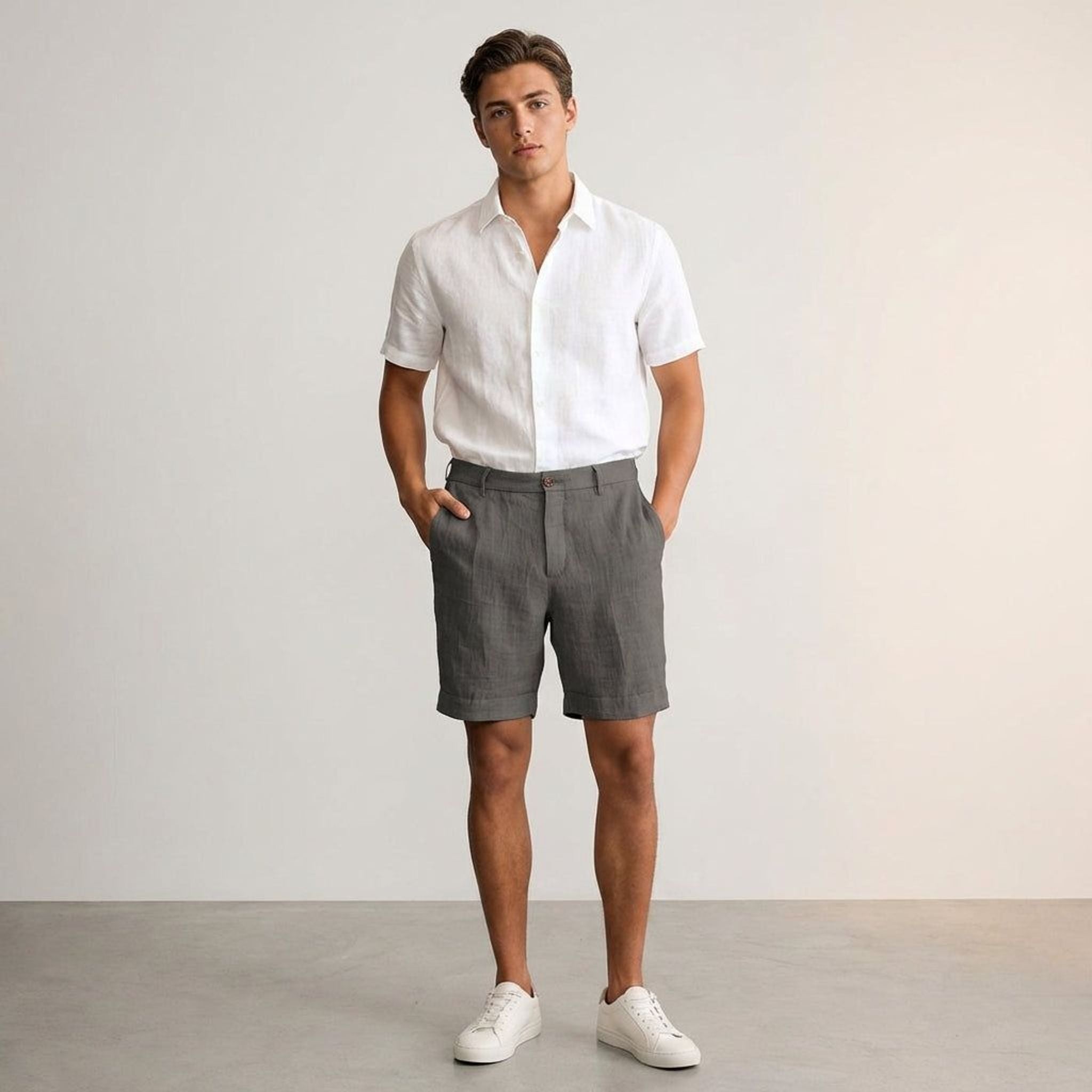 Elian Voss | Men's Khaki Linen Shorts