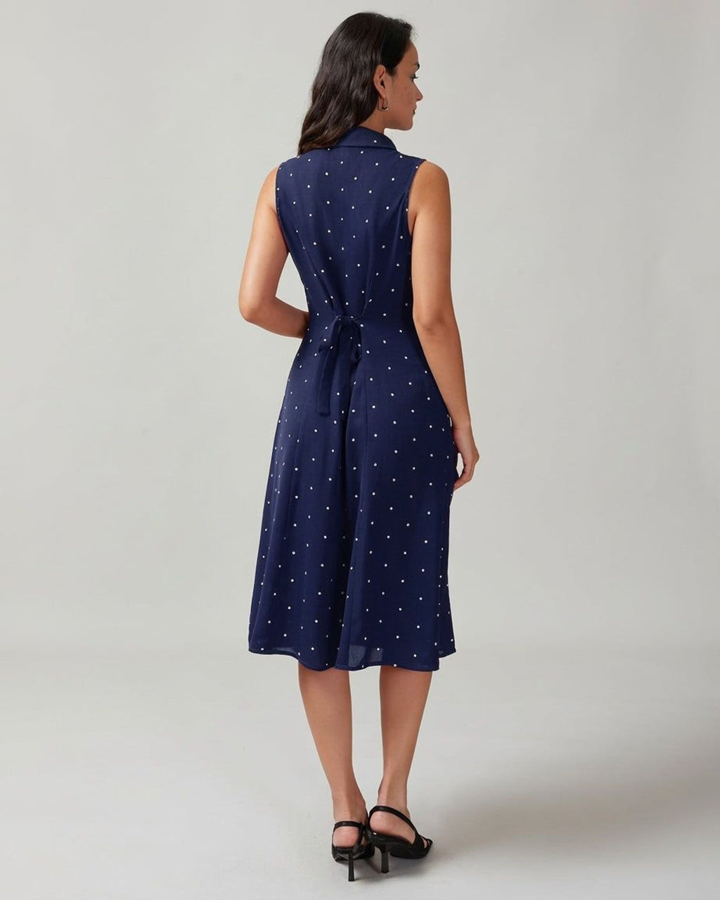 Elodie Ferris | Women's Sleeveless Polka Dot Midi Dress