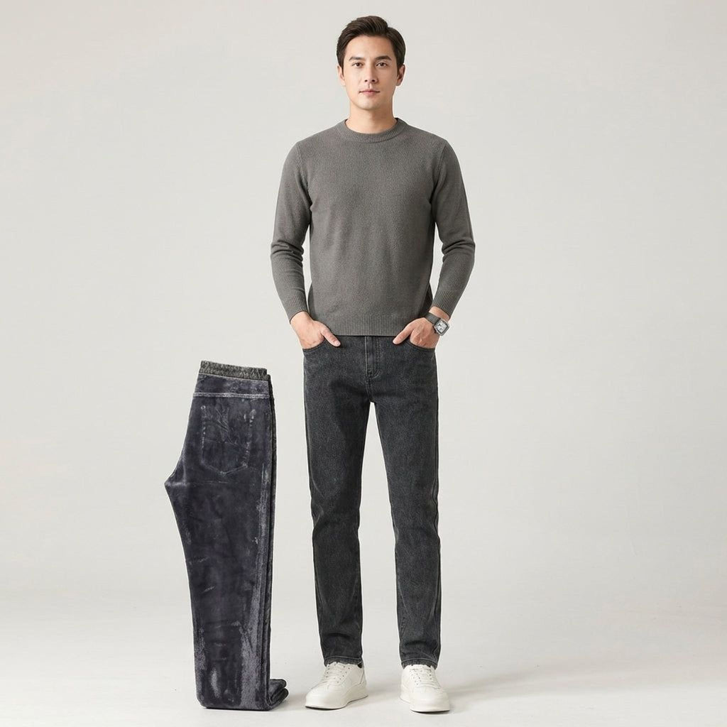 Lorenzo Marn | Men's Insulated Winter Jeans Gray Blue Black Smoke Gray