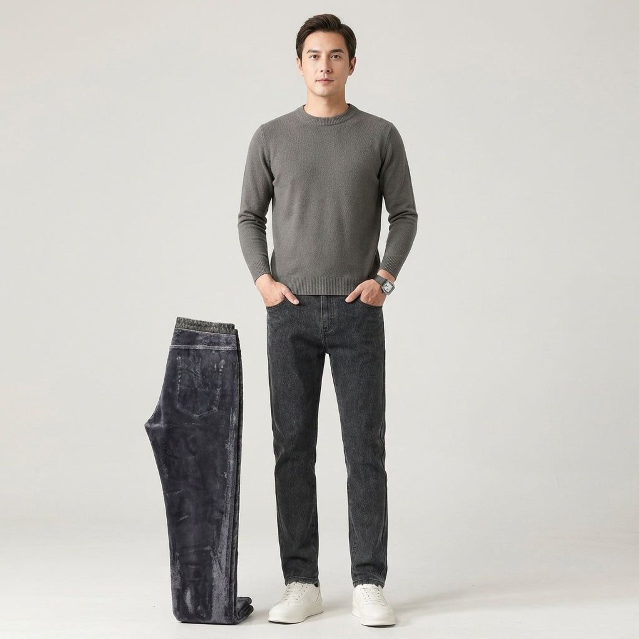 Lorenzo Marn | Men's Insulated Winter Jeans Gray Blue Black Smoke Gray