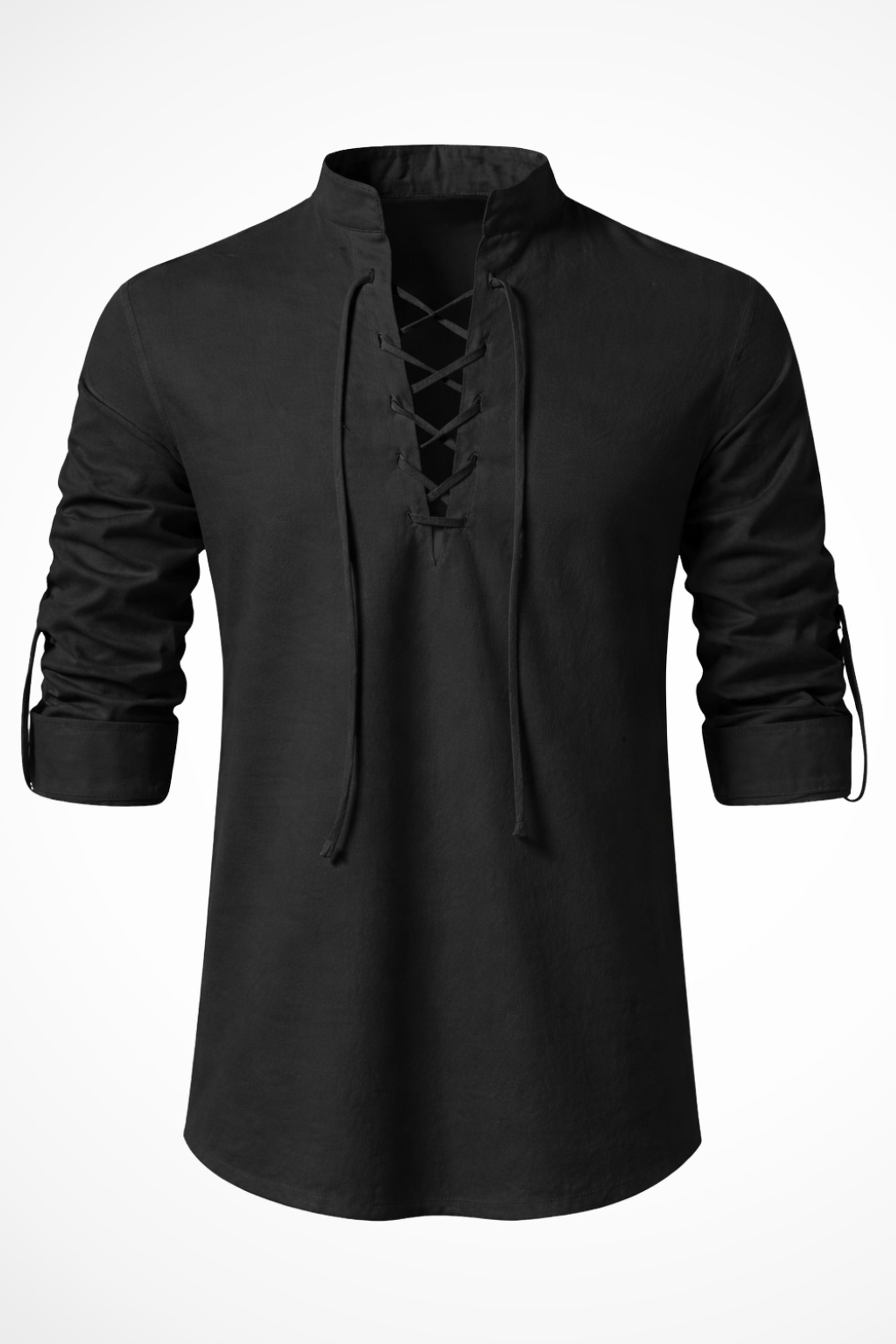 Ronan Vex | Men's Linen Lace-Up Casual Shirt