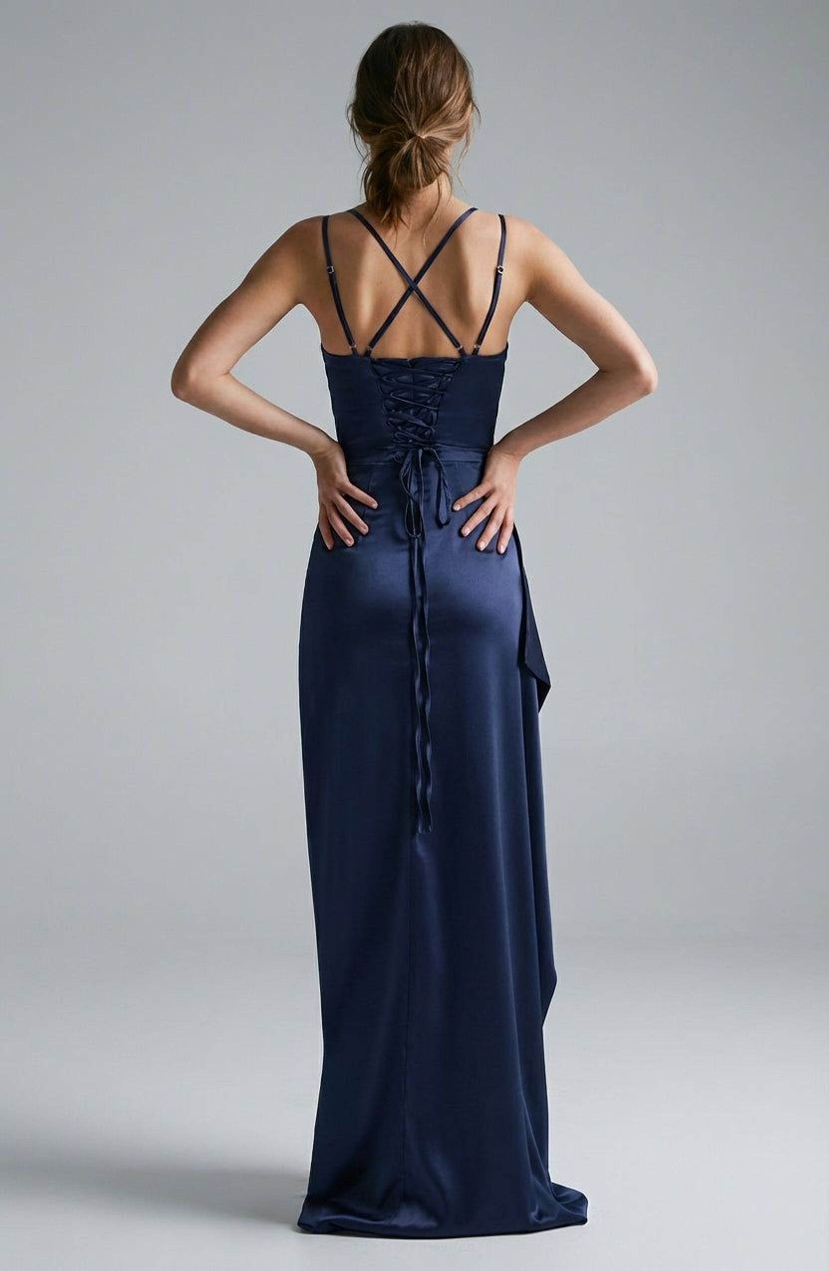 Elara Voss | Women's Navy Blue Evening Maxi Dress