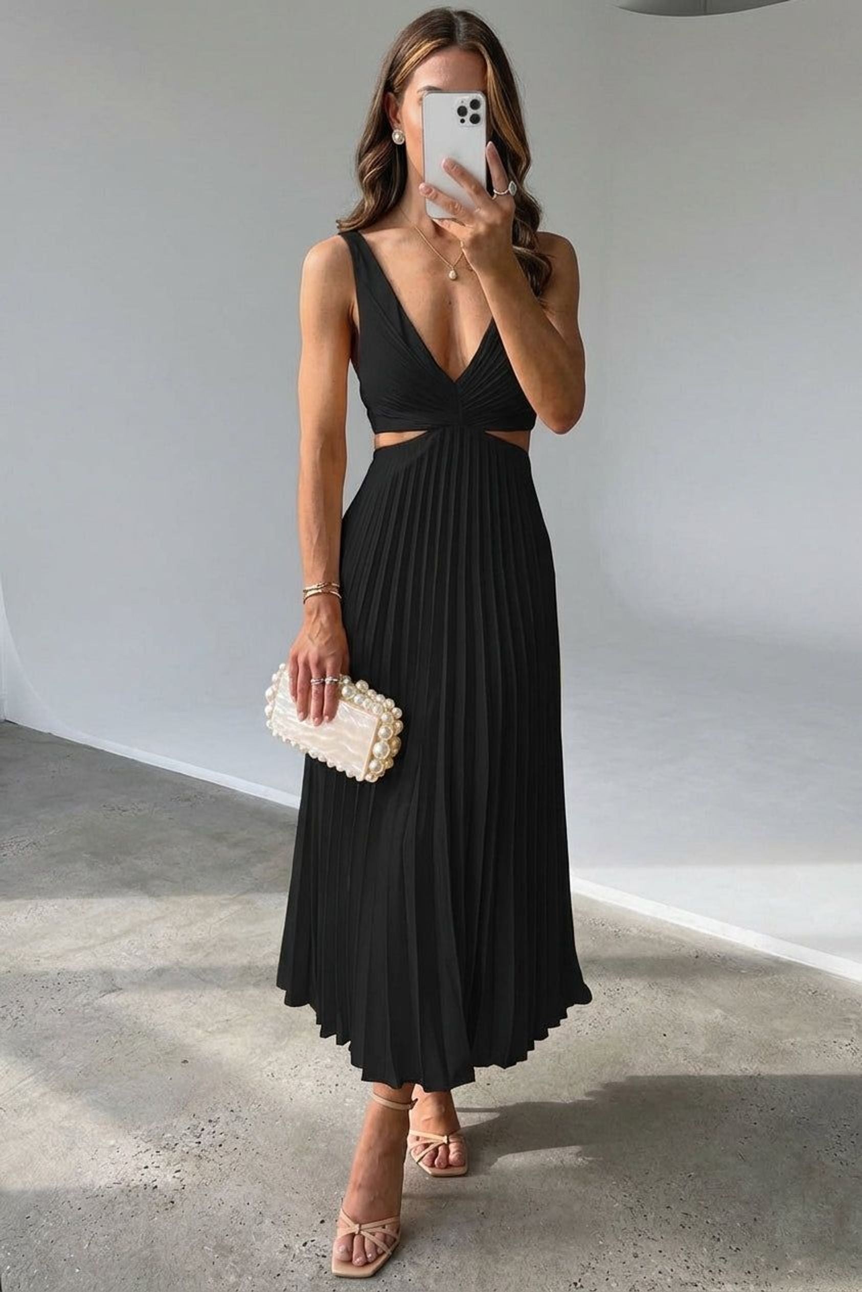 Mireille Voss | Women's Satin Pleated Evening Dress