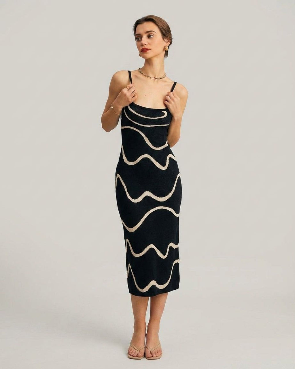 Elena Voss | Women's Black Bodycon Mermaid Midi Dress
