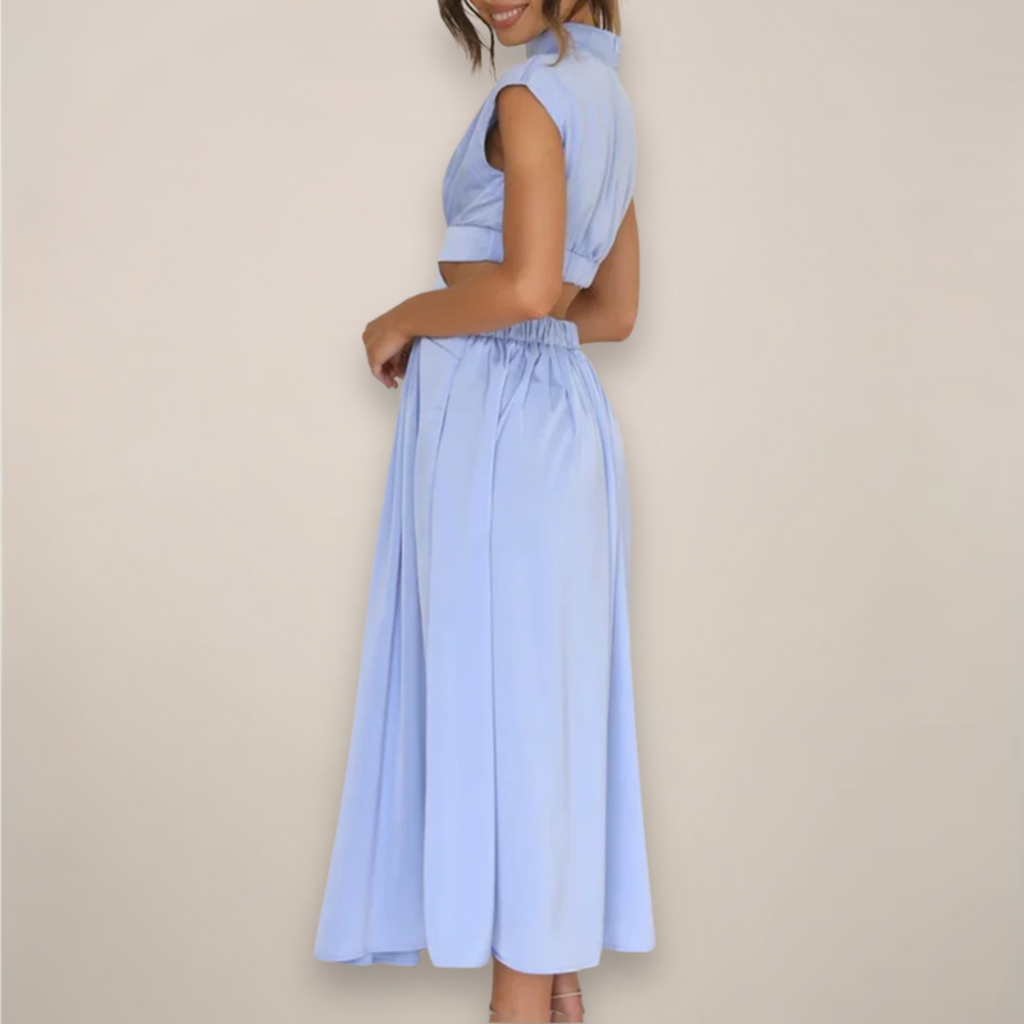 Elena Vira | Women's Elegant Maxi Dress with Cap Sleeves