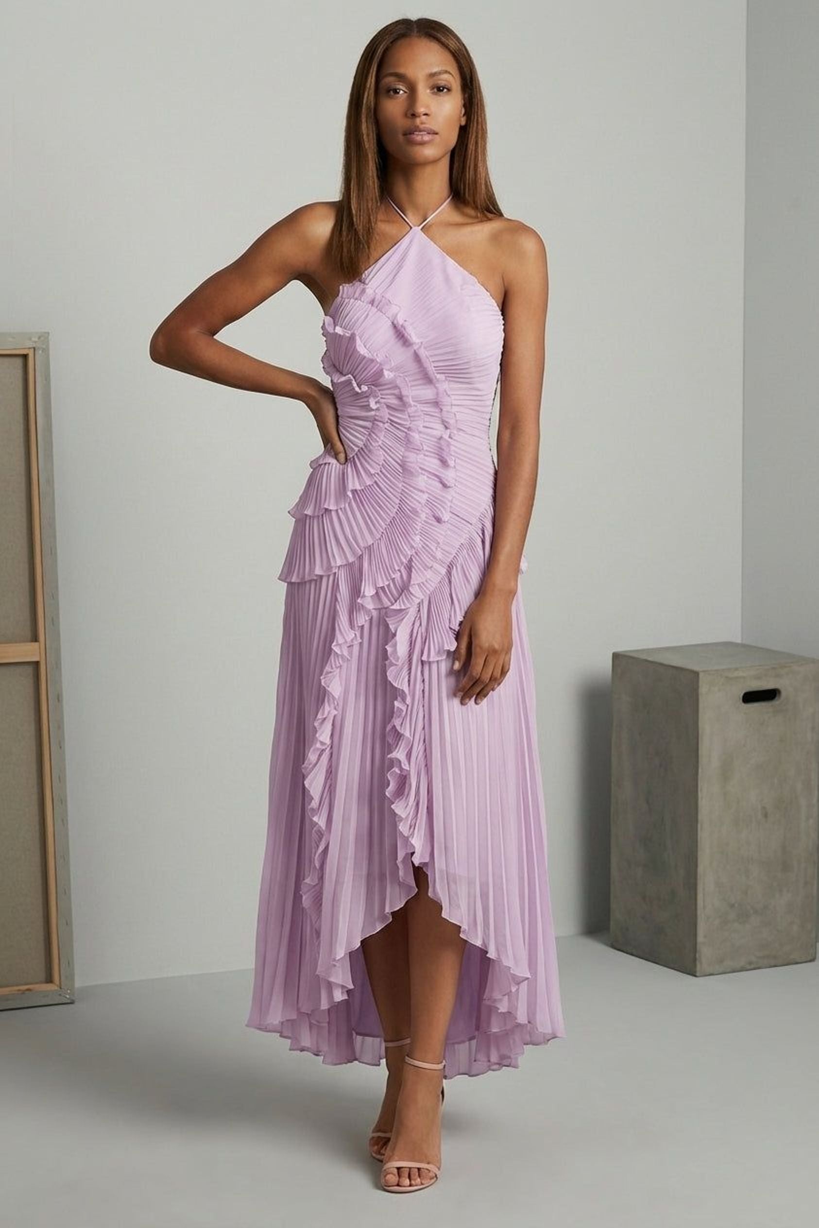 Elodie Varn | Women's Halter Ruffled Maxi Dress