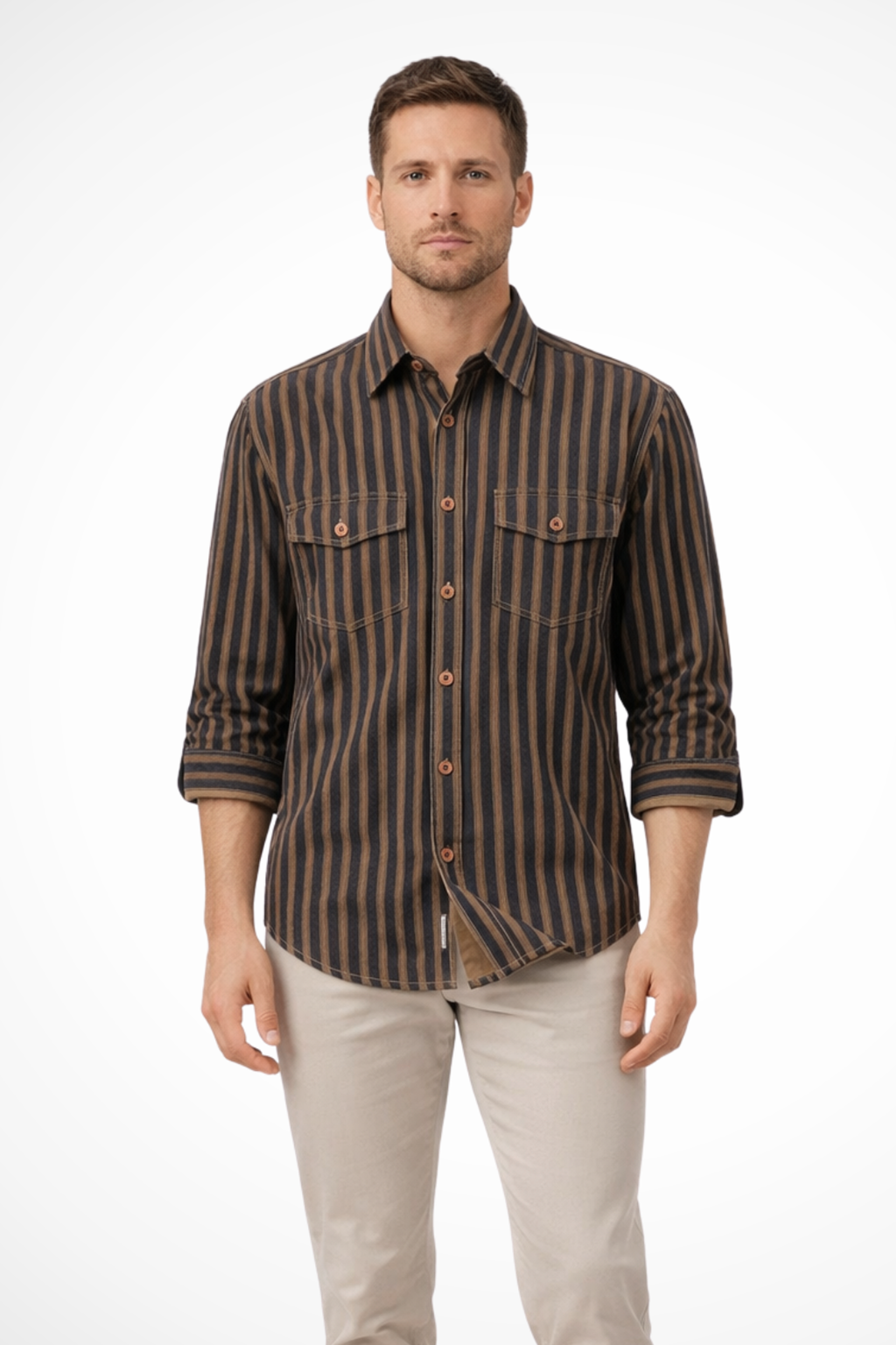 Luca Vren | Men's Striped Loose Fit Shirt