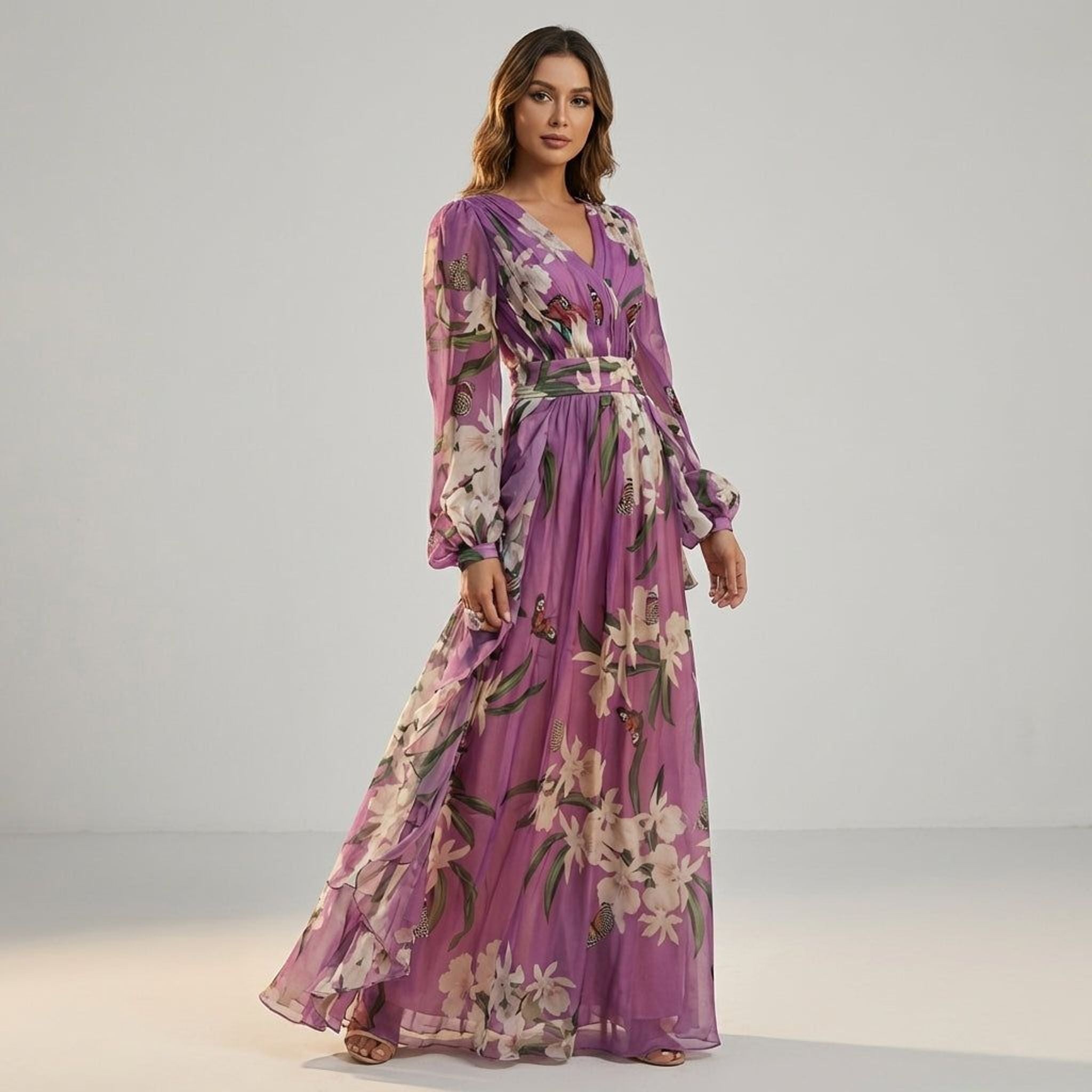 Elara Voss | Women's Elegant Maxi Dress in Purple