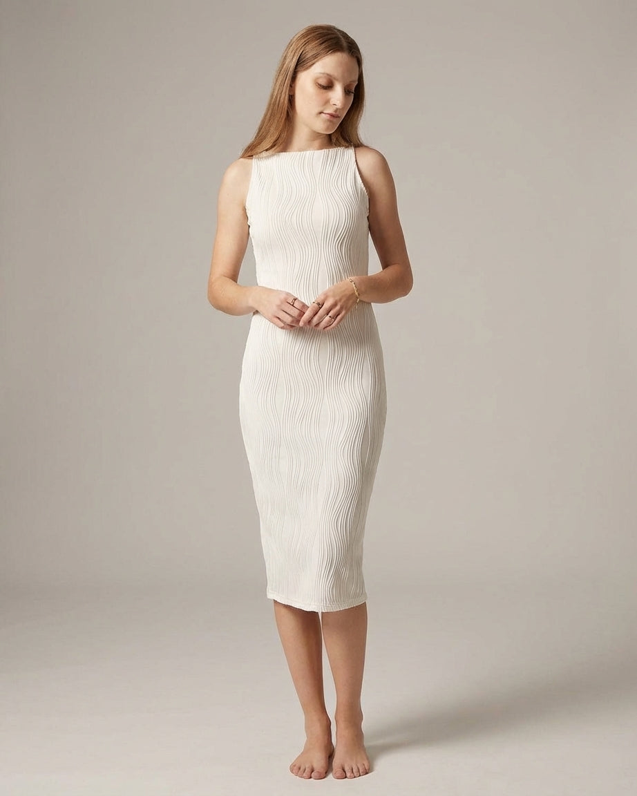 Mila Green | Water Ripple Cami Dress White