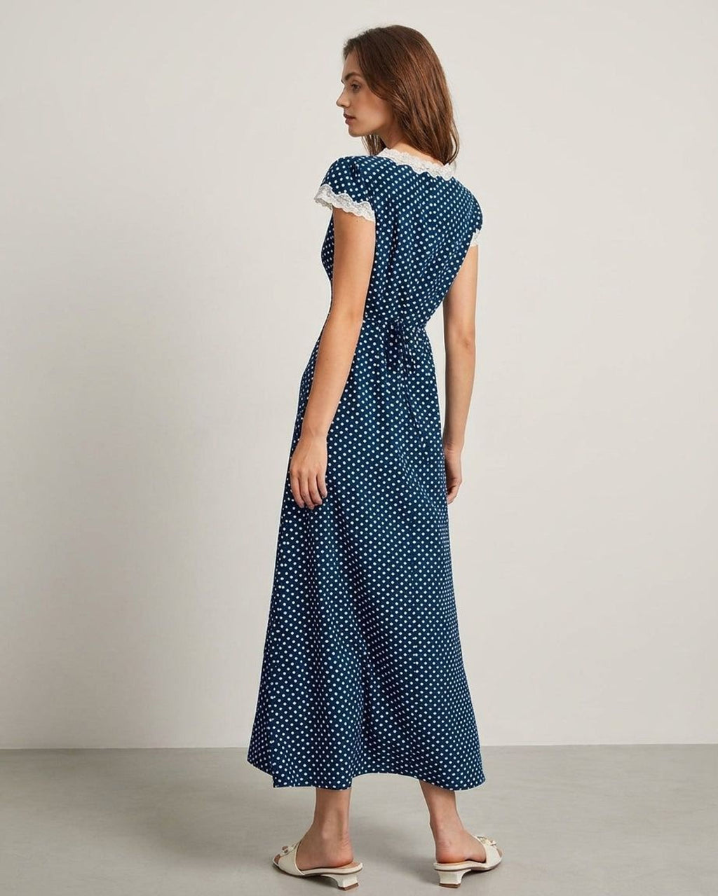 Elodie Tryst | Women's V Neck Polka Dot Maxi Dress