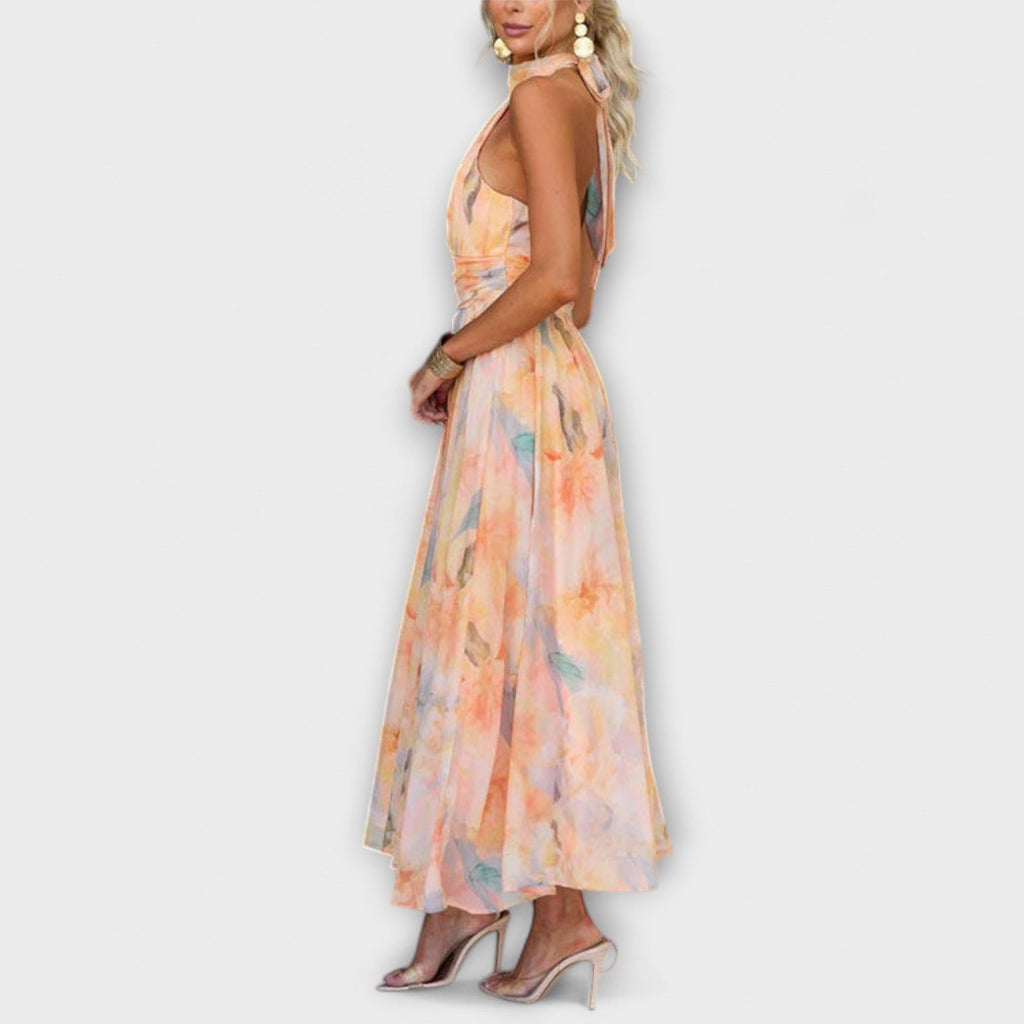Elodie Vant | Women's Backless Maxi Dress Peach
