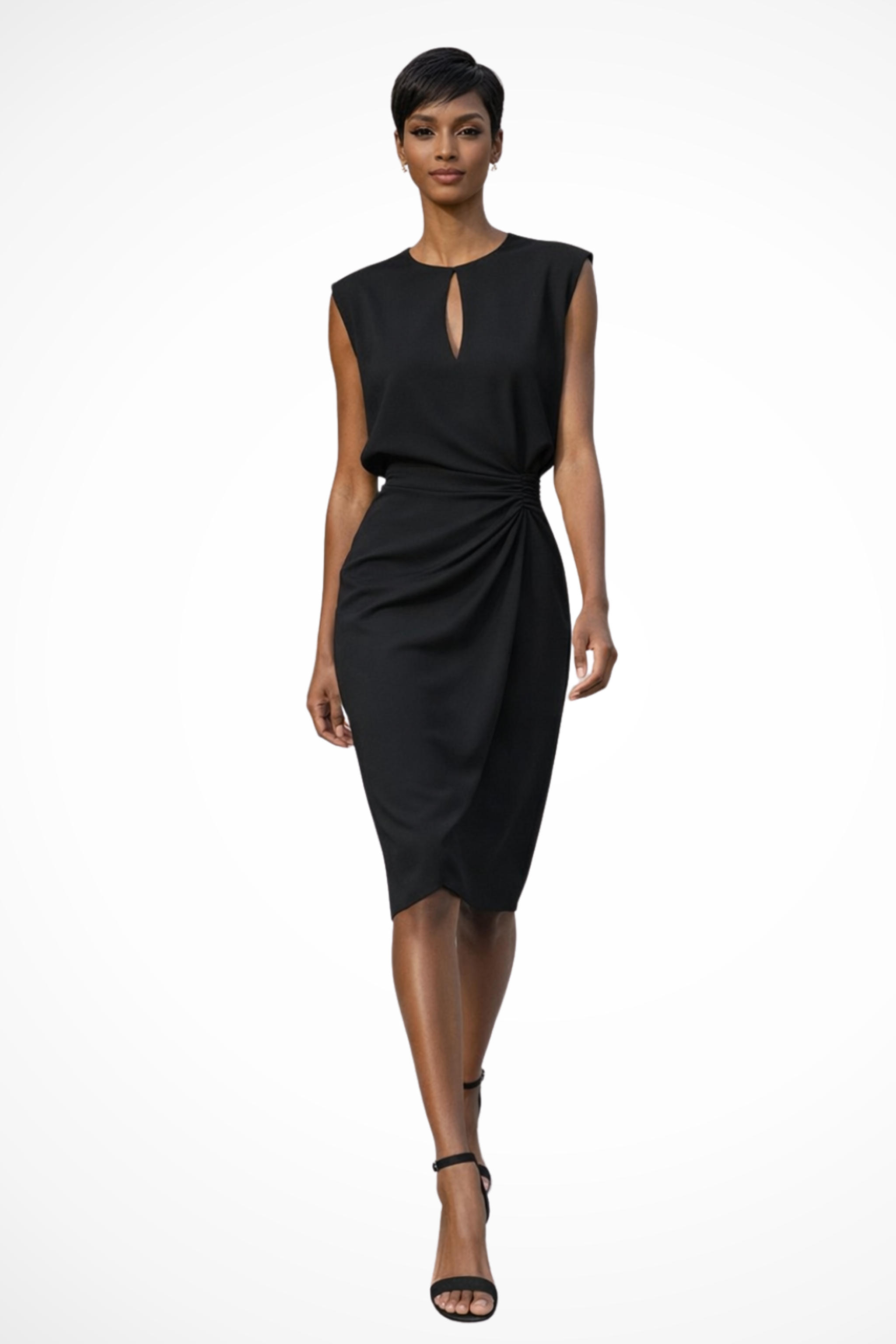 Elodie Varn | Women's Ruched Wrap Midi Dress