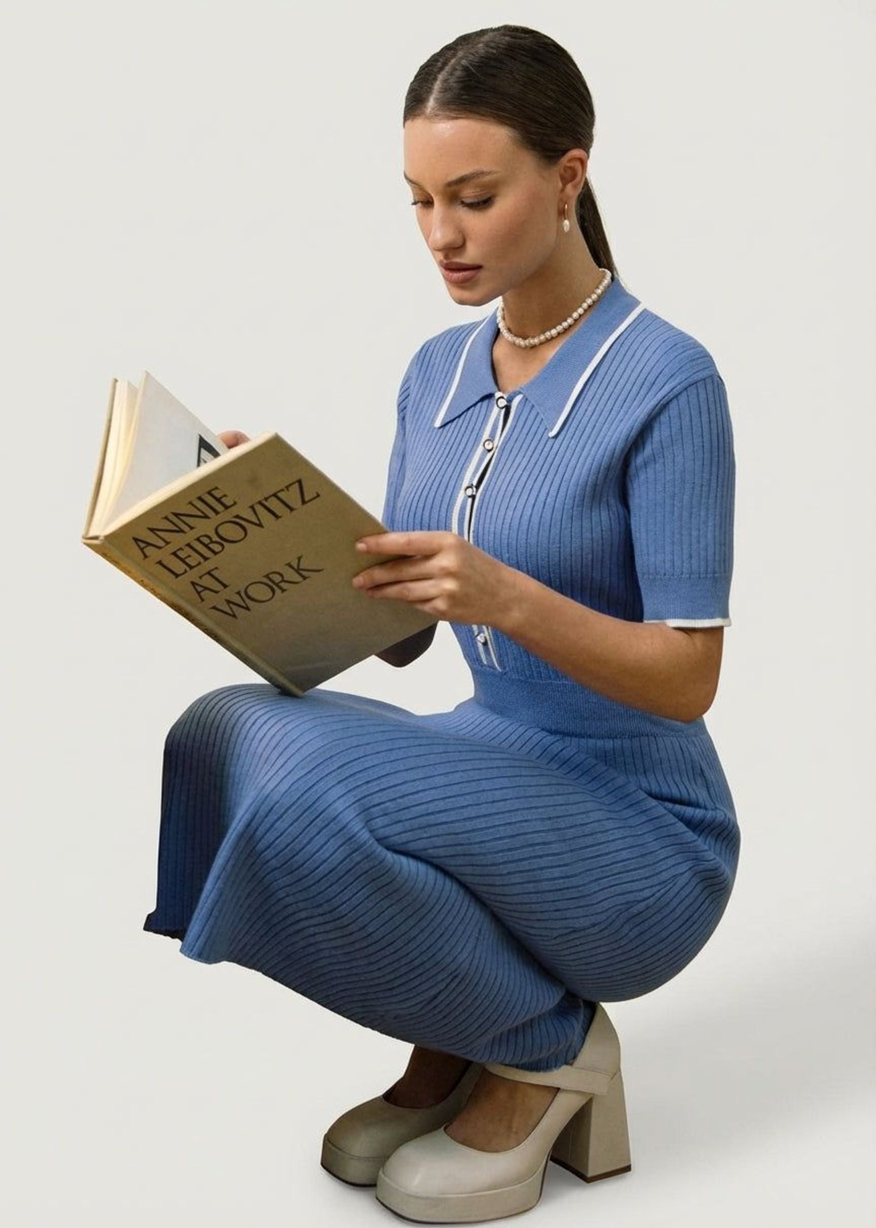 Elena Vire | Women's Polo Collar Midi Dress