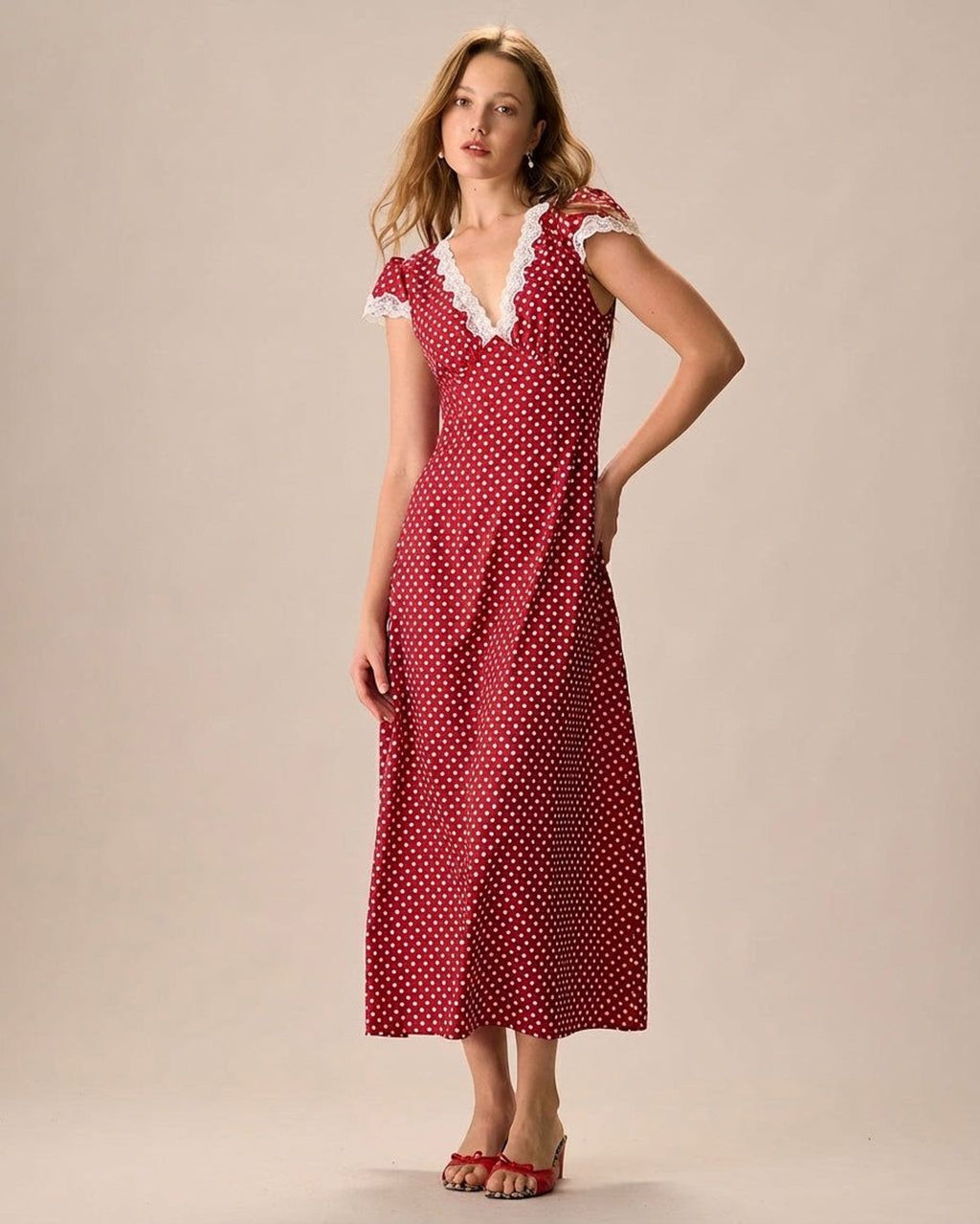 Clara Vallo | Women's Red Polka Dot Maxi Dress