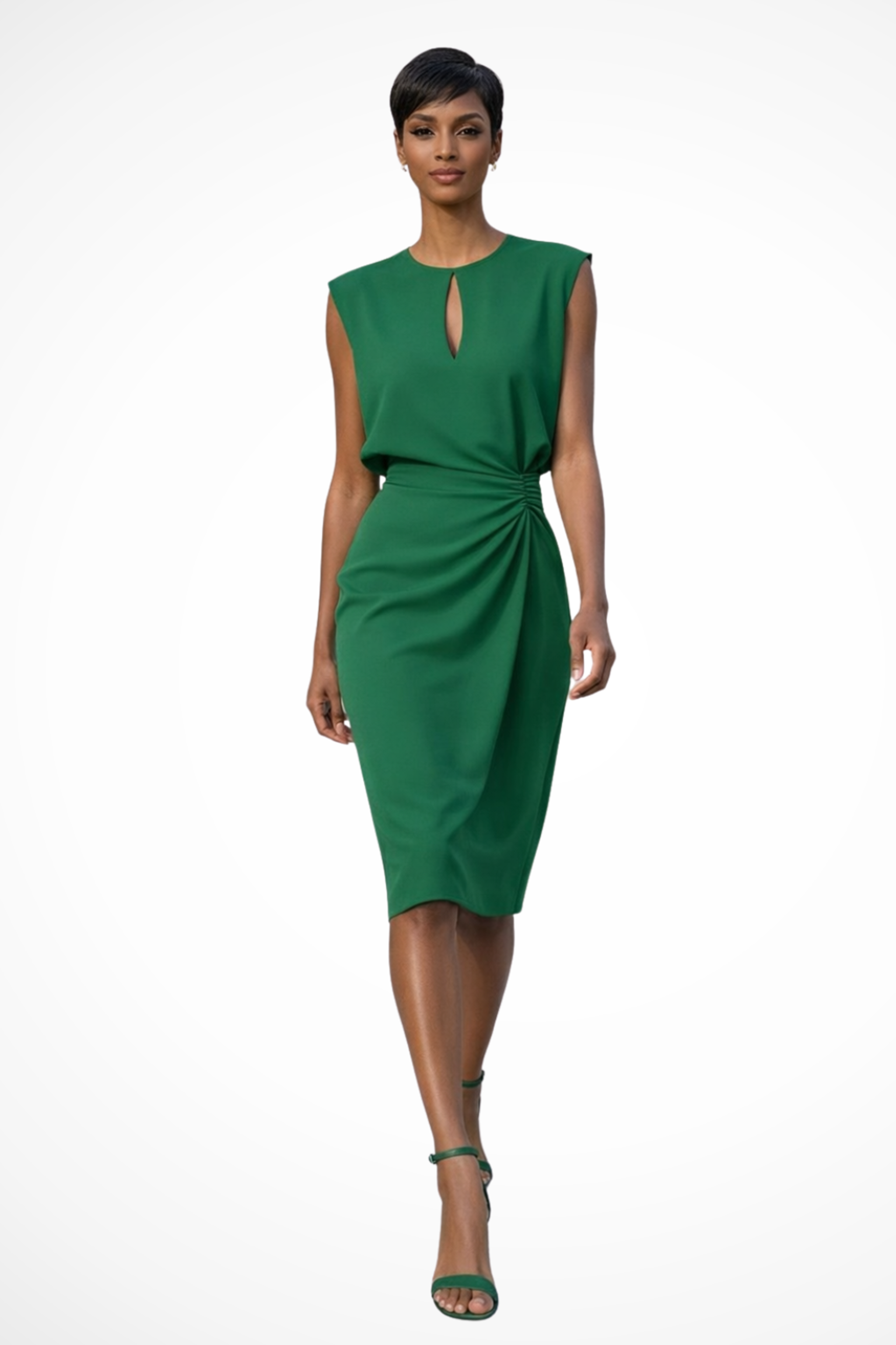 Elodie Varn | Women's Ruched Wrap Midi Dress