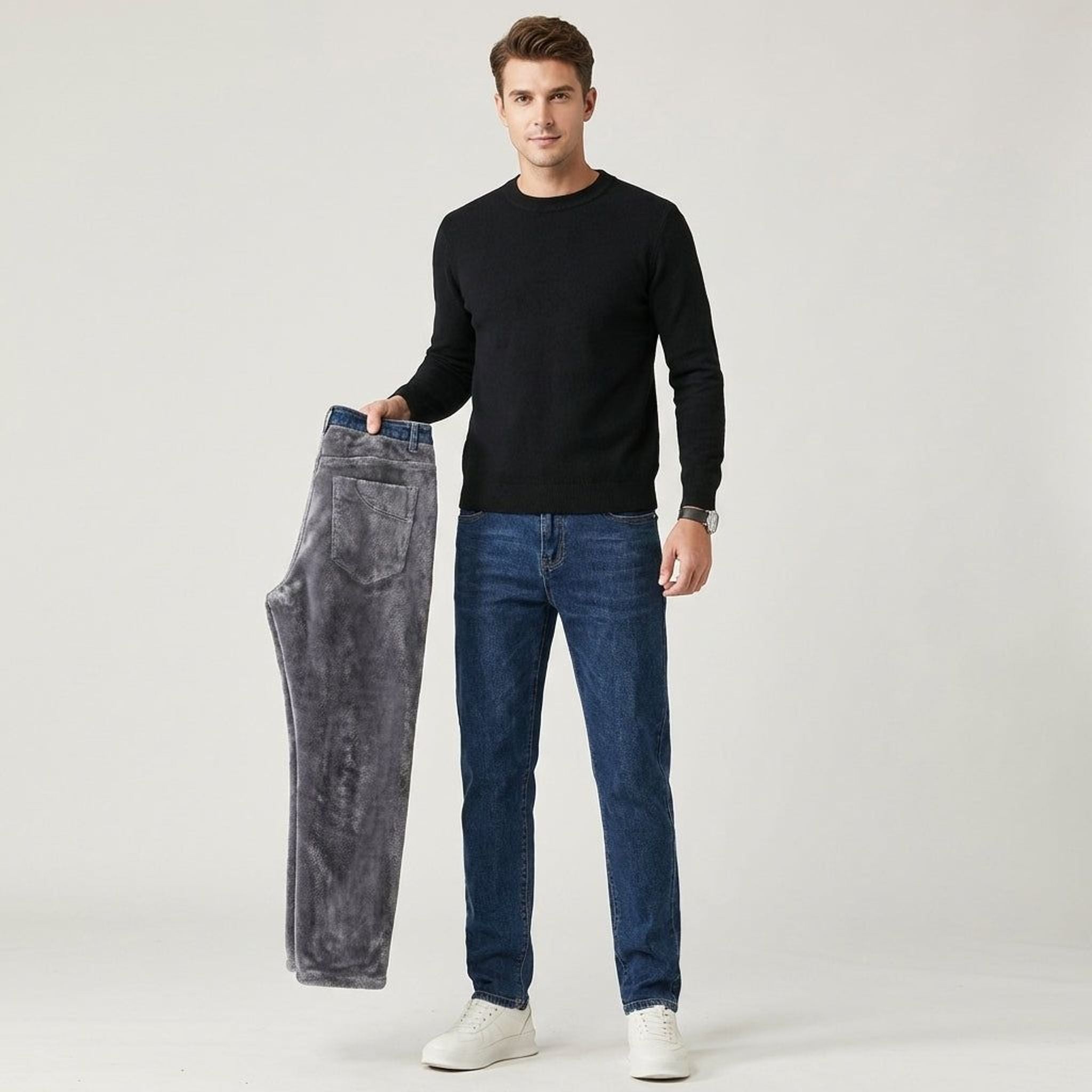 Lorenzo Marn | Men's Insulated Winter Jeans Gray Blue Black Smoke Gray