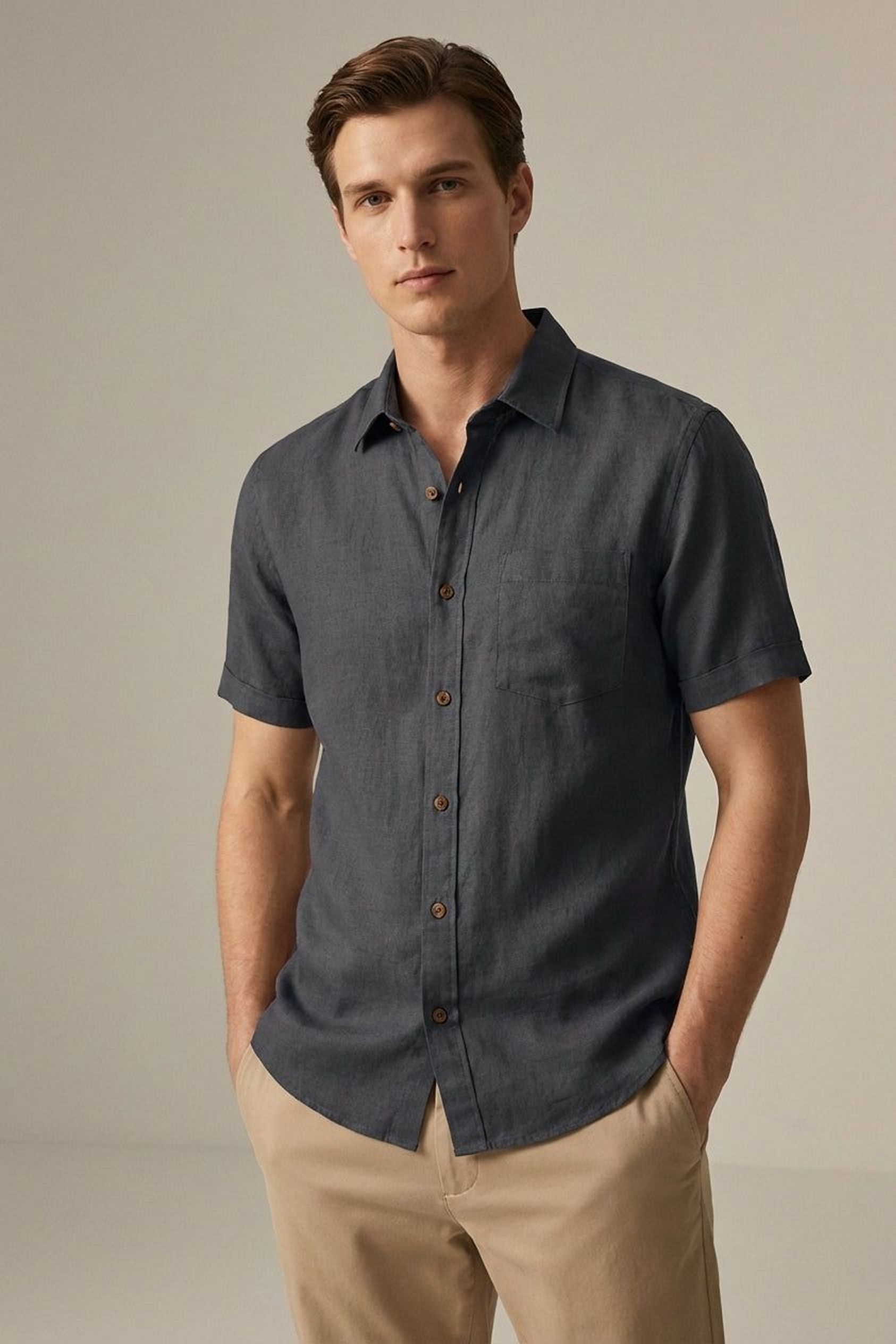 Ethan Lark | Men's Short Sleeve Button-Up Blue Shirt