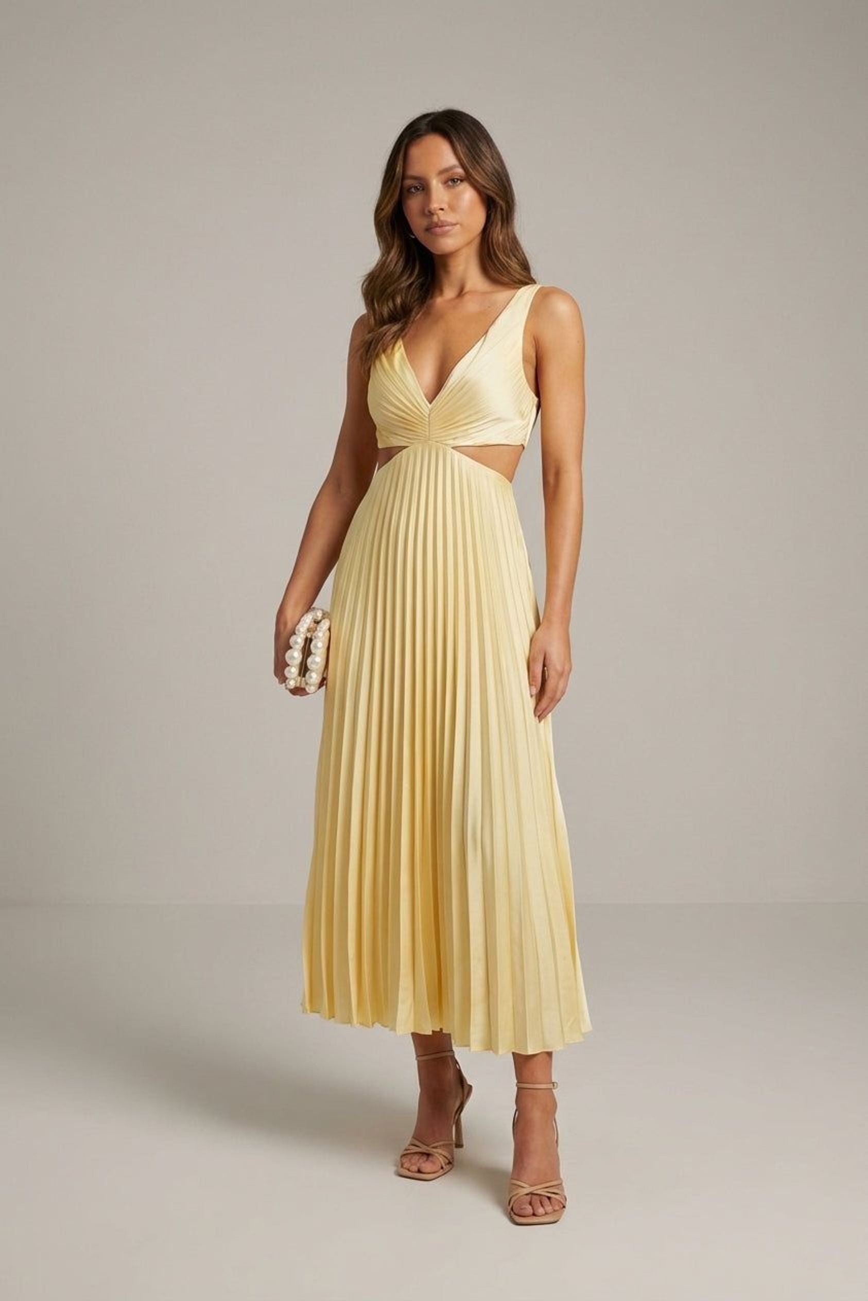 Mireille Voss | Women's Satin Pleated Evening Dress